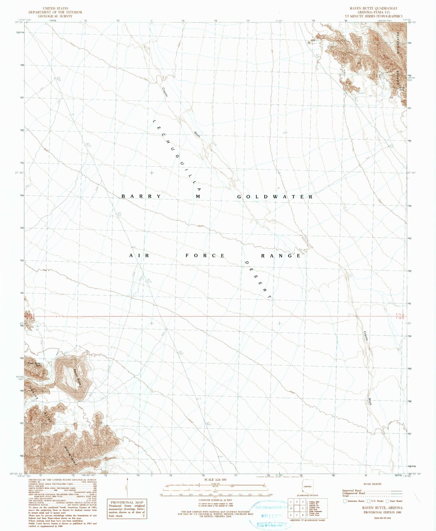 Classic USGS Raven Butte Arizona 7.5'x7.5' Topo Map Image