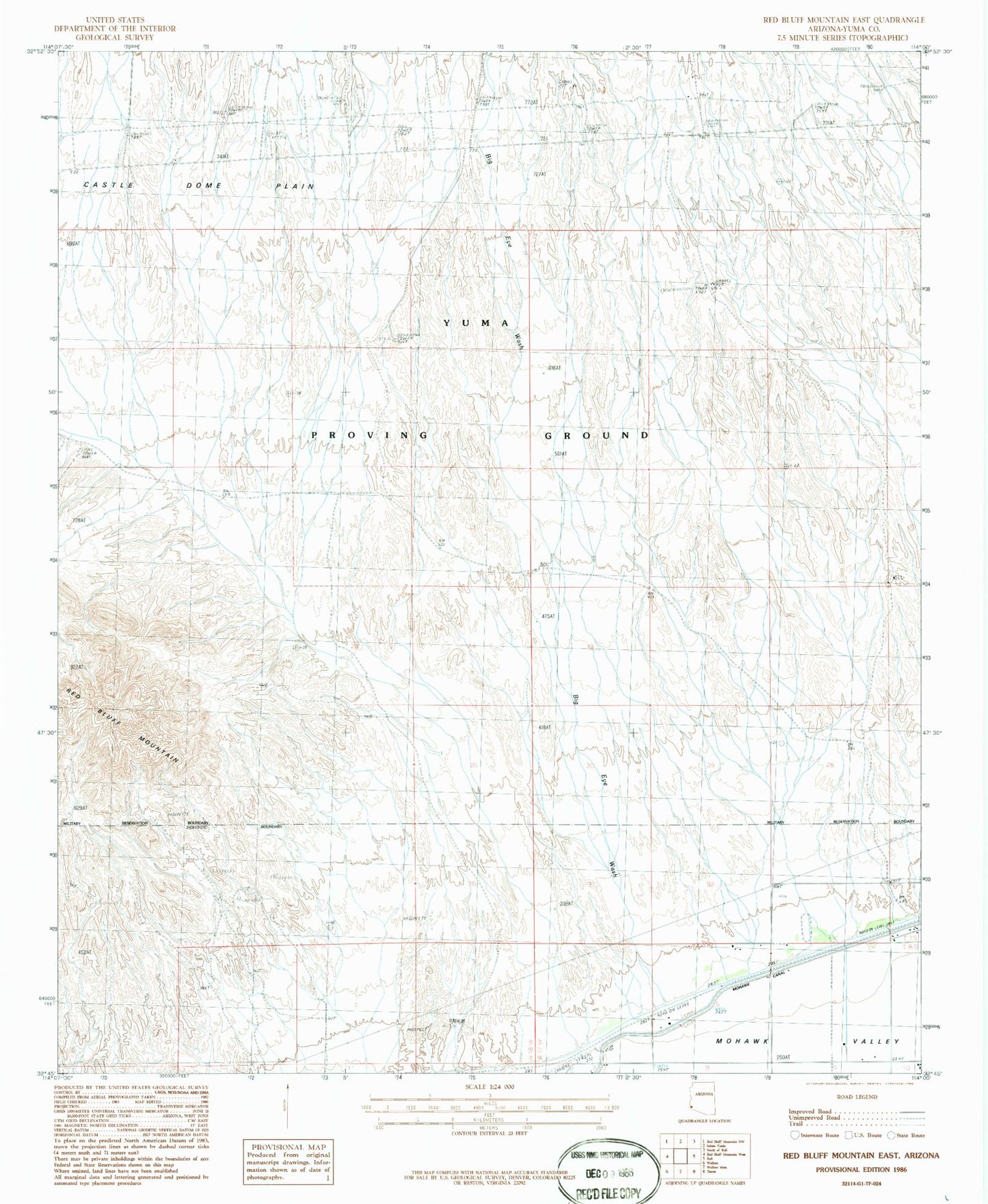 Classic USGS Red Bluff Mountain East Arizona 7.5'x7.5' Topo Map Image