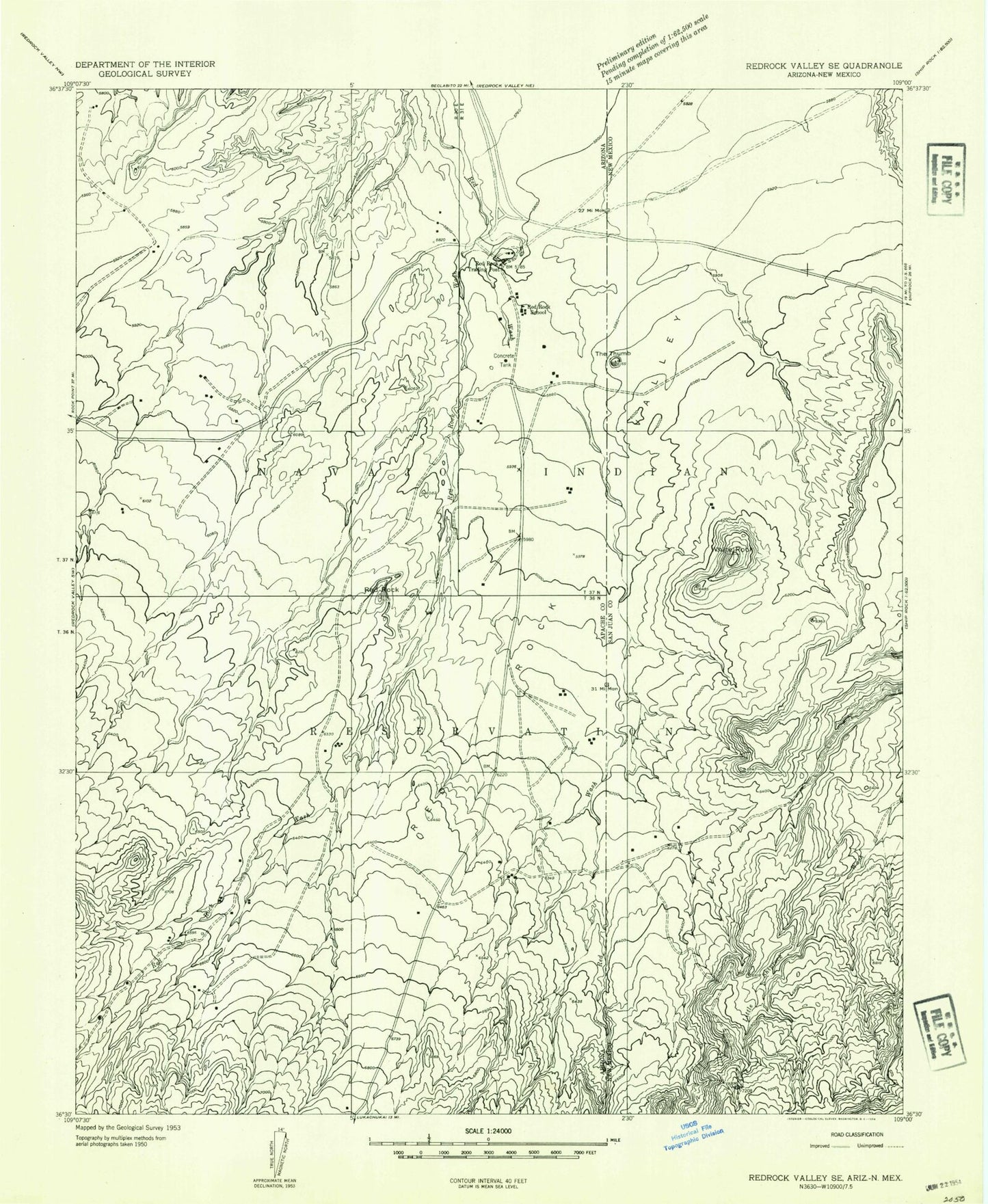 Classic USGS Red Valley Arizona 7.5'x7.5' Topo Map Image