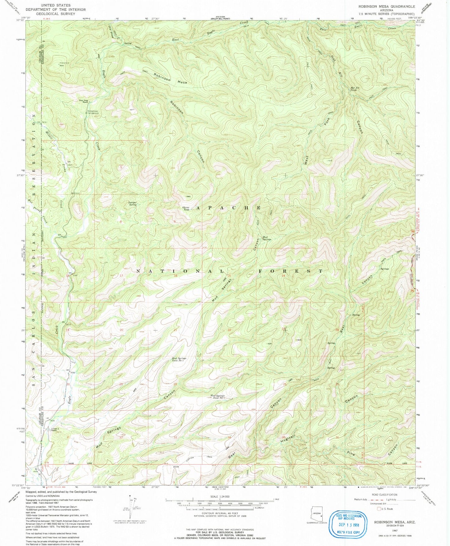 Classic USGS Robinson Mesa Arizona 7.5'x7.5' Topo Map Image