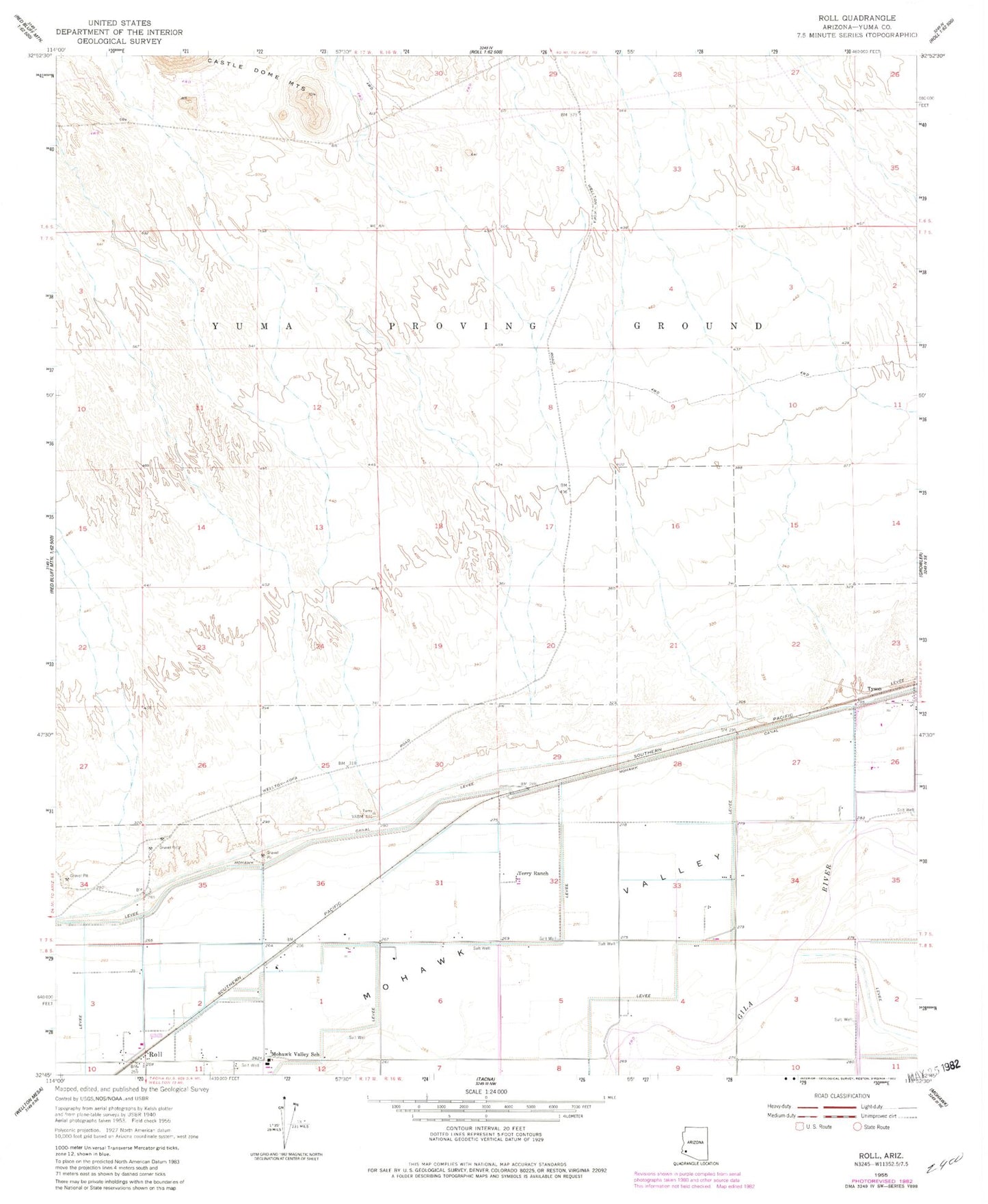 Classic USGS Roll Arizona 7.5'x7.5' Topo Map Image