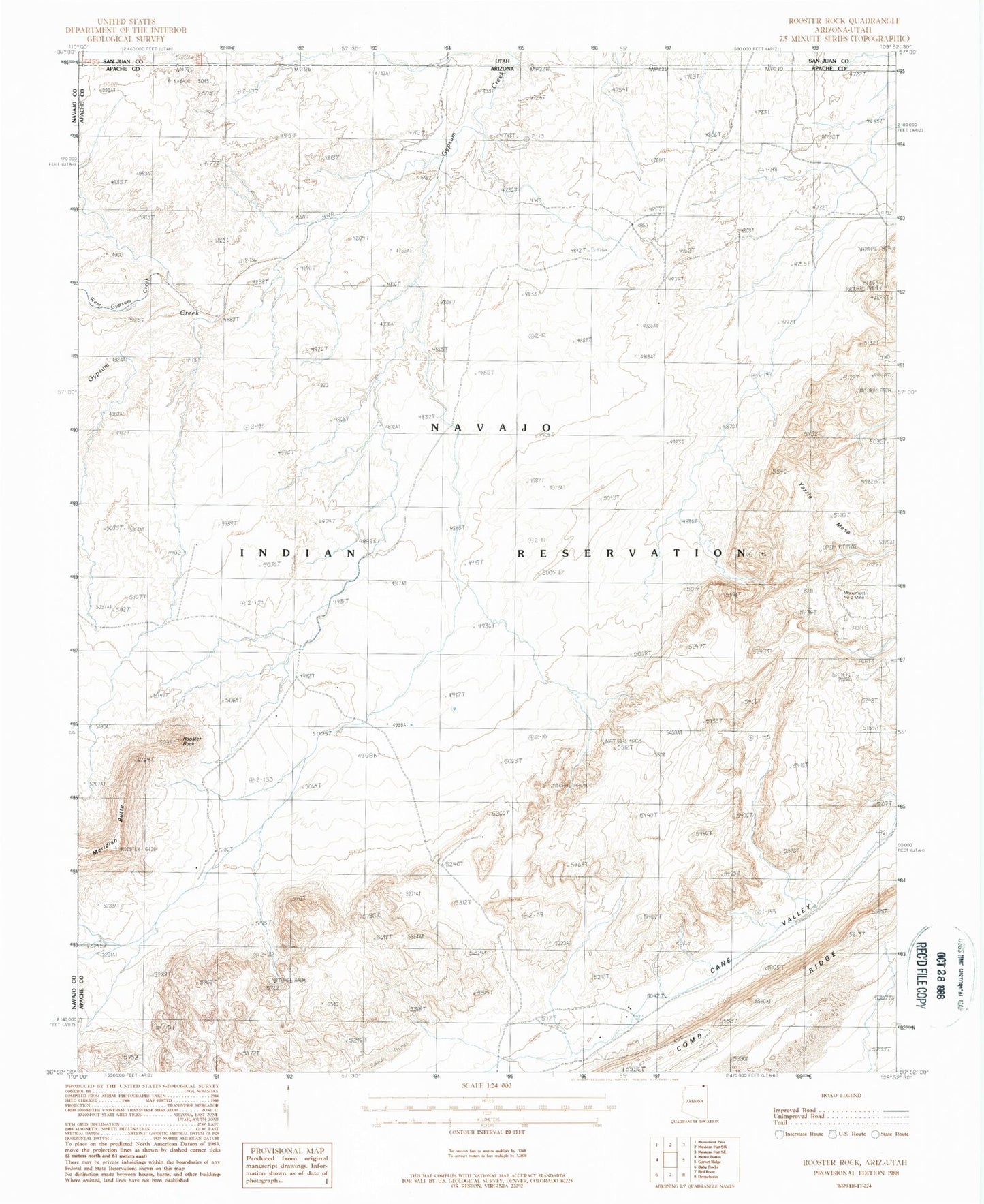 Classic USGS Rooster Rock Arizona 7.5'x7.5' Topo Map Image
