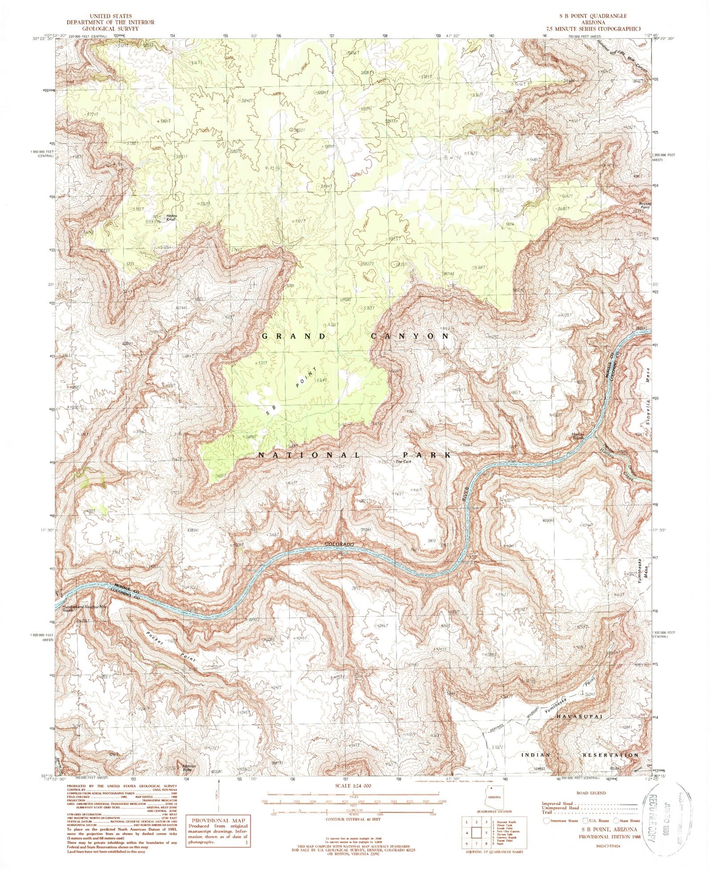 Classic USGS S B Point Arizona 7.5'x7.5' Topo Map Image