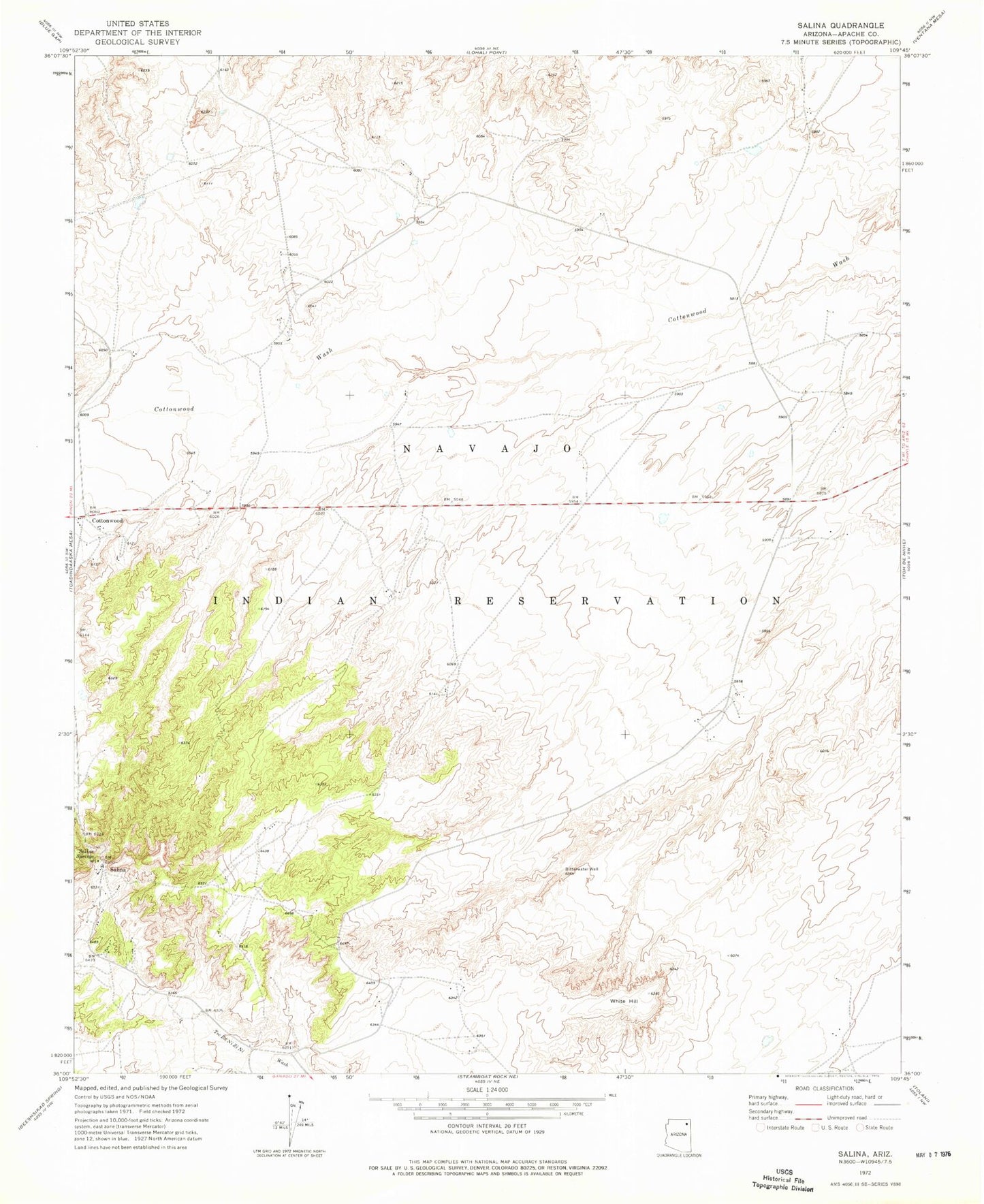 Classic USGS Salina Arizona 7.5'x7.5' Topo Map Image