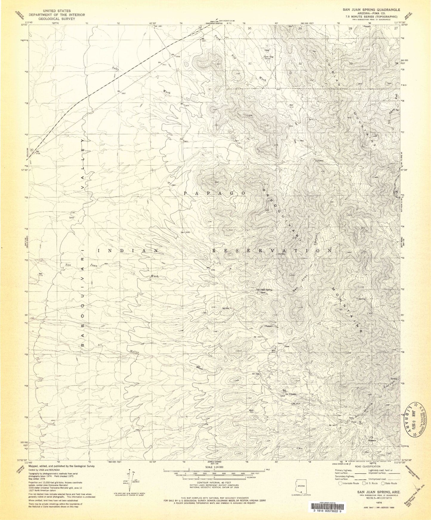 Classic USGS San Juan Spring Arizona 7.5'x7.5' Topo Map Image