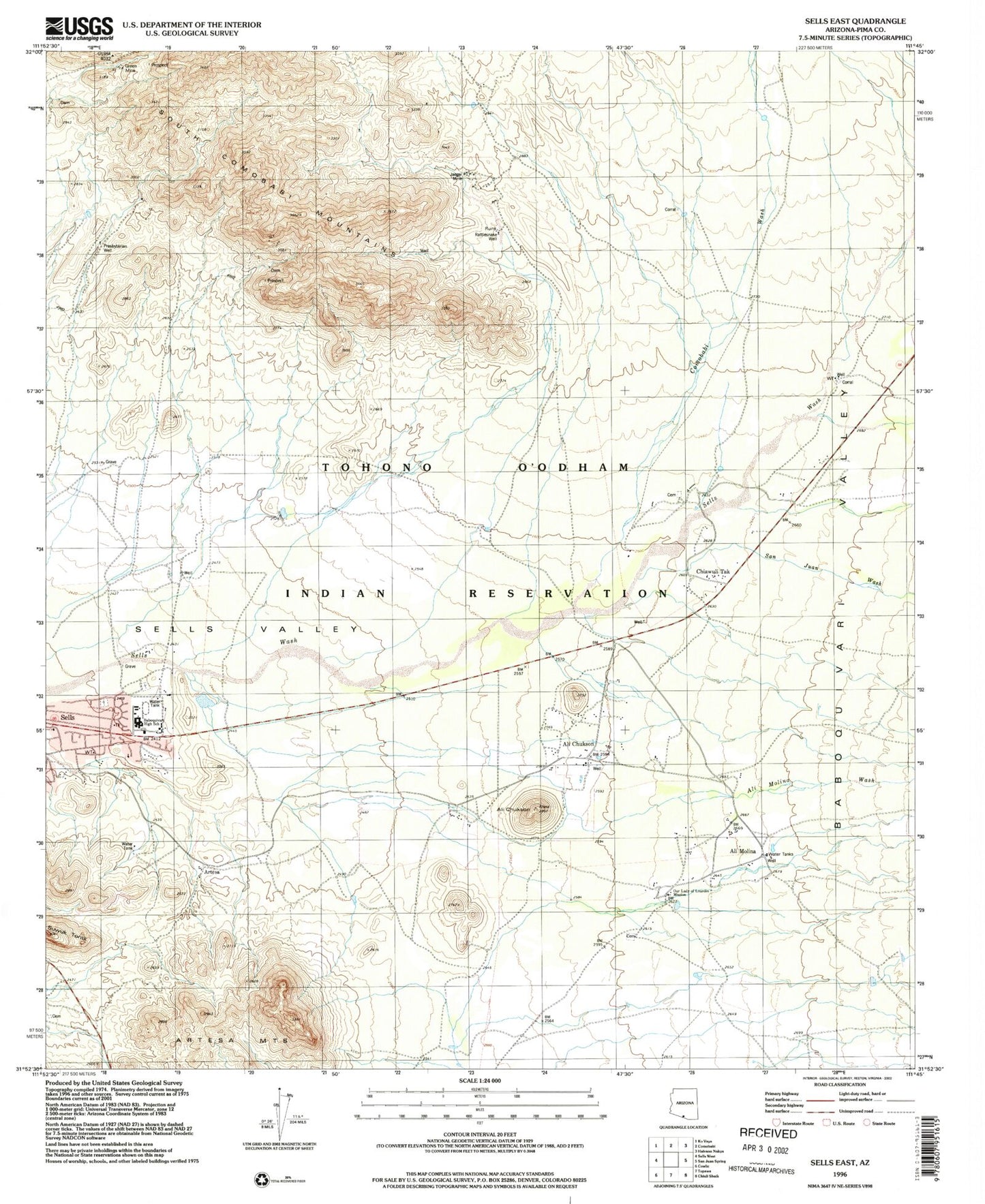 Classic USGS Sells East Arizona 7.5'x7.5' Topo Map Image
