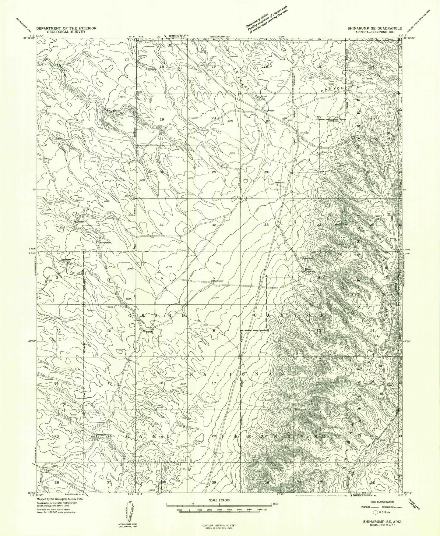 Classic USGS Le Fevre Ridge Arizona 7.5'x7.5' Topo Map Image