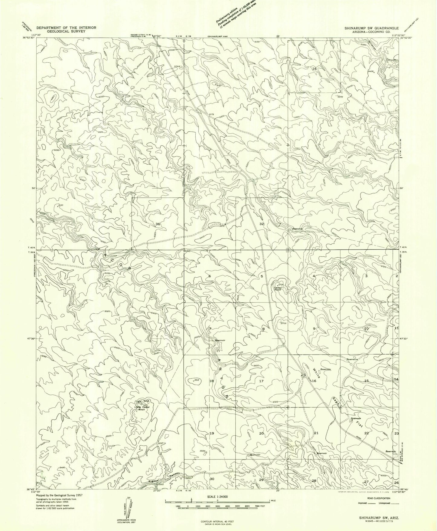 Classic USGS White Sage Flat Arizona 7.5'x7.5' Topo Map Image