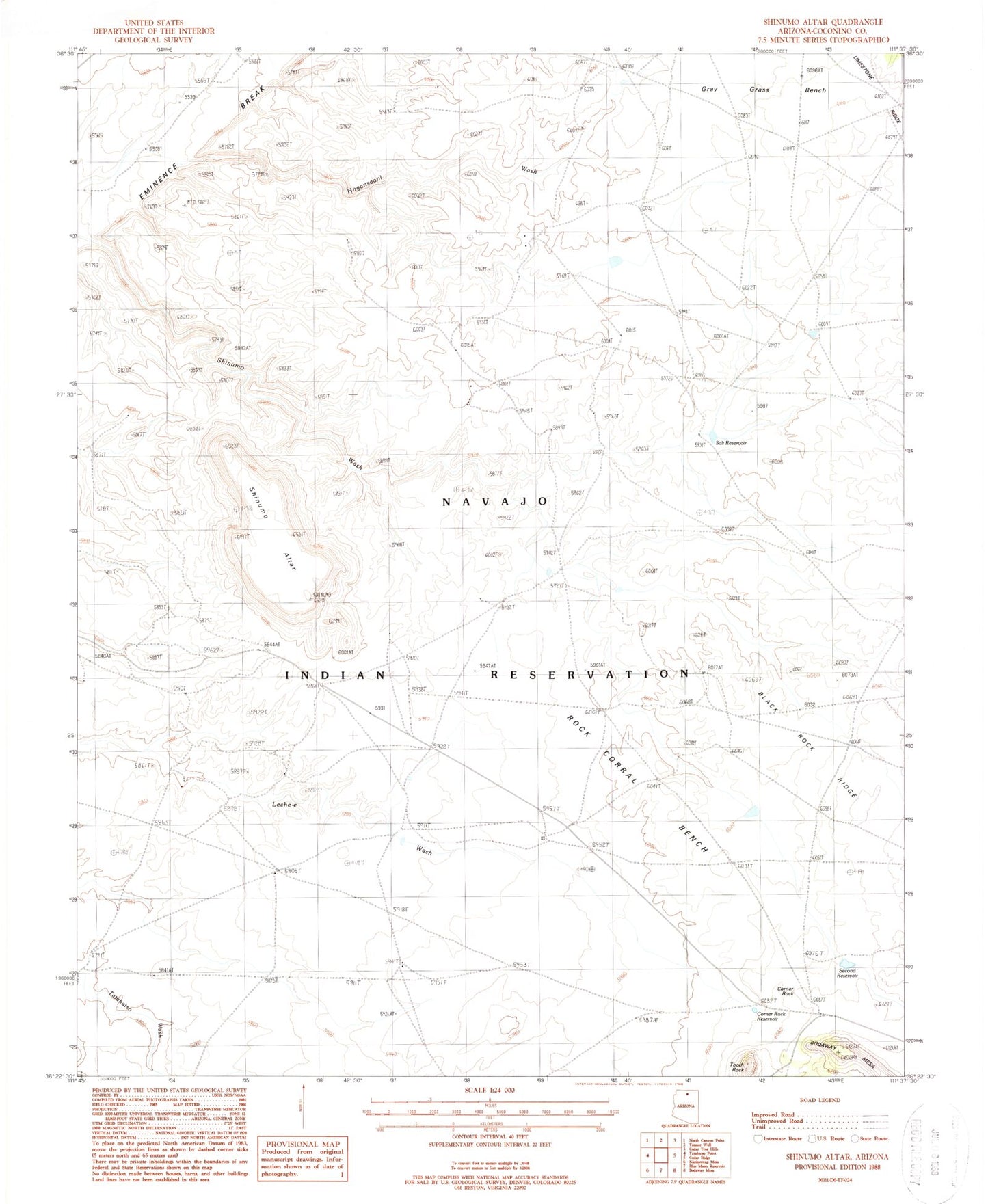 Classic USGS Shinumo Altar Arizona 7.5'x7.5' Topo Map Image