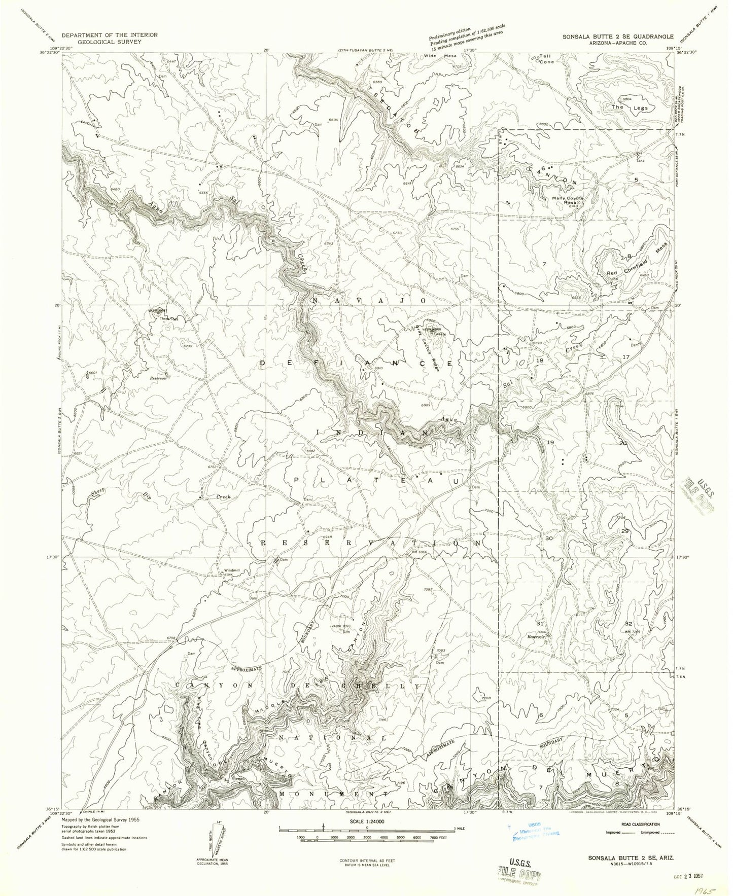 Classic USGS Red Cornfield Mesa Arizona 7.5'x7.5' Topo Map Image