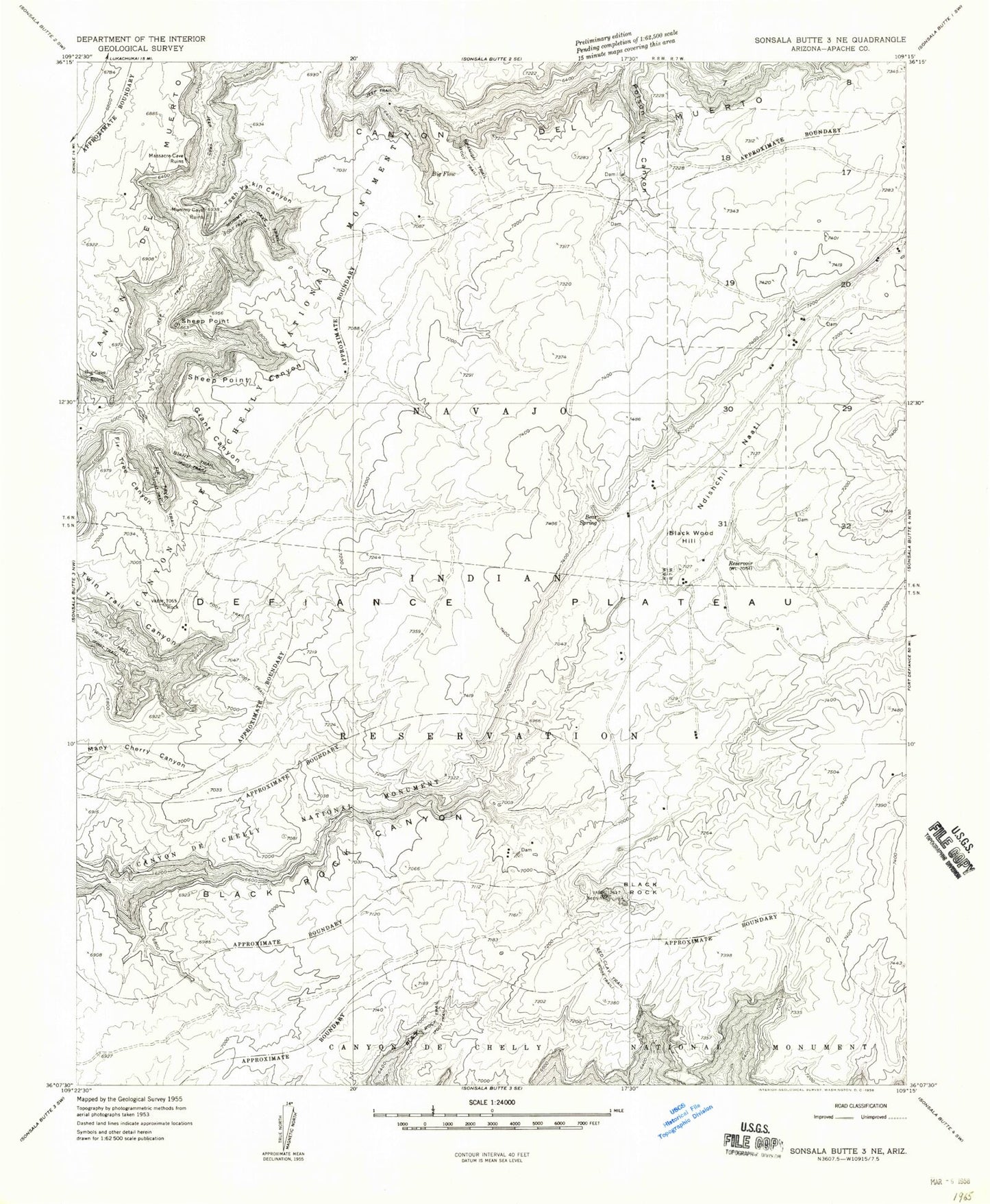 Classic USGS Black Rock Butte Arizona 7.5'x7.5' Topo Map Image