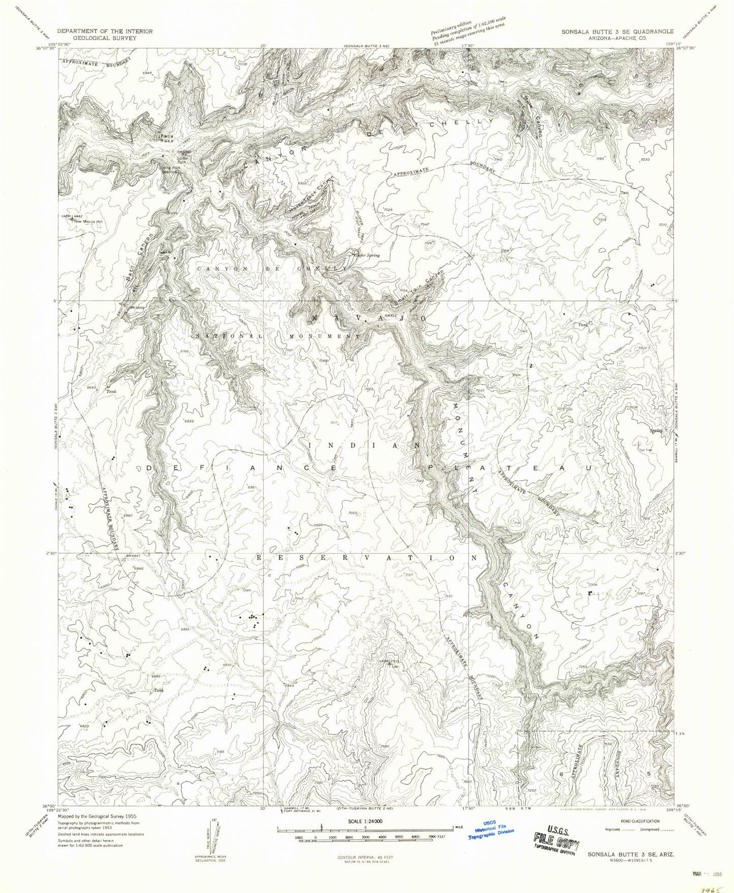 Classic USGS Spider Rock Arizona 7.5'x7.5' Topo Map Image