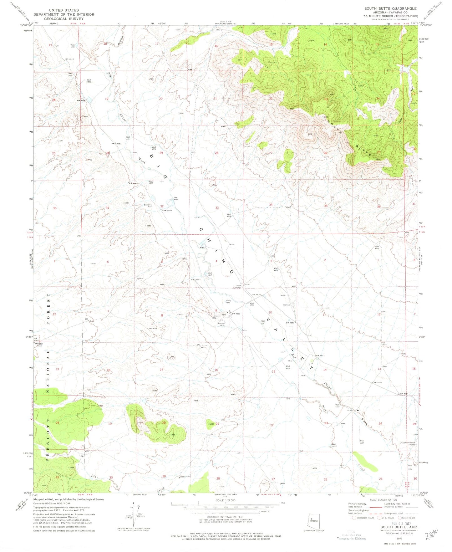 Classic USGS South Butte Arizona 7.5'x7.5' Topo Map Image