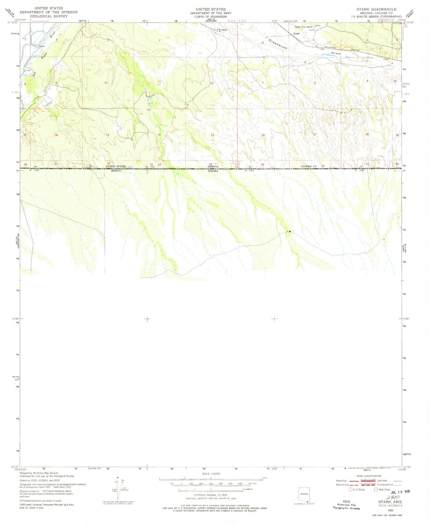 Classic USGS Stark Arizona 7.5'x7.5' Topo Map Image