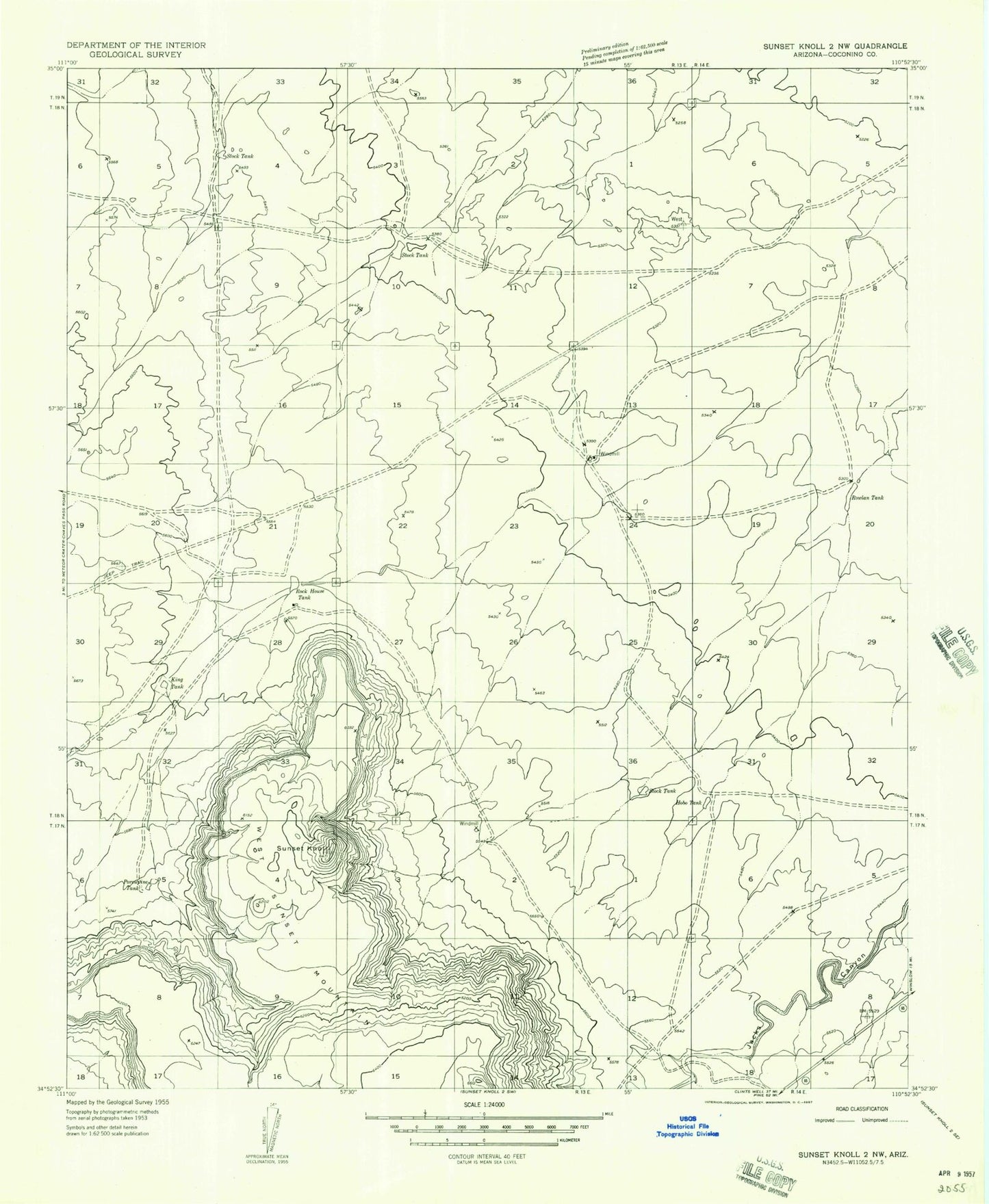 Classic USGS West Sunset Mountain Arizona 7.5'x7.5' Topo Map Image