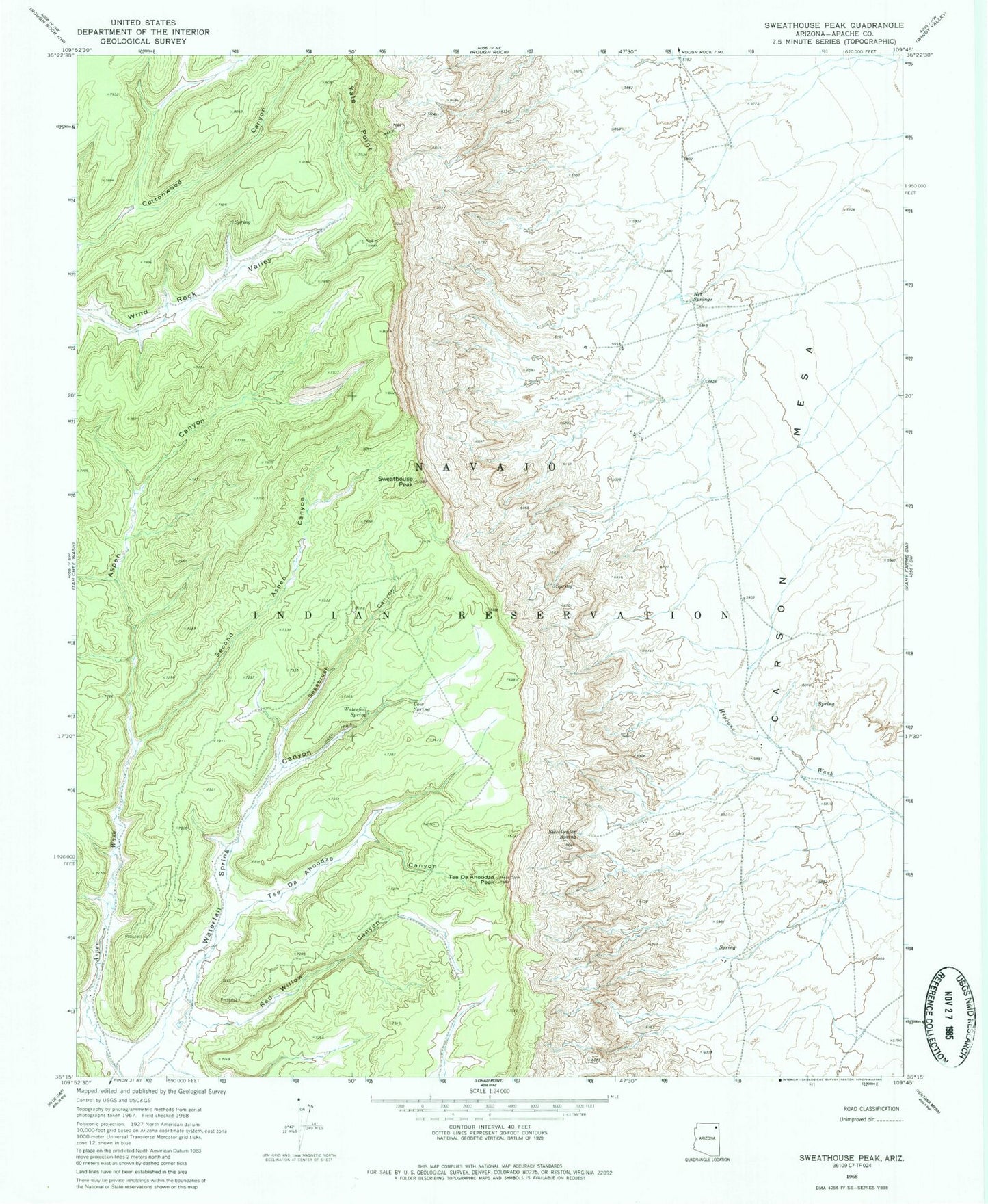 Classic USGS Sweathouse Peak Arizona 7.5'x7.5' Topo Map Image