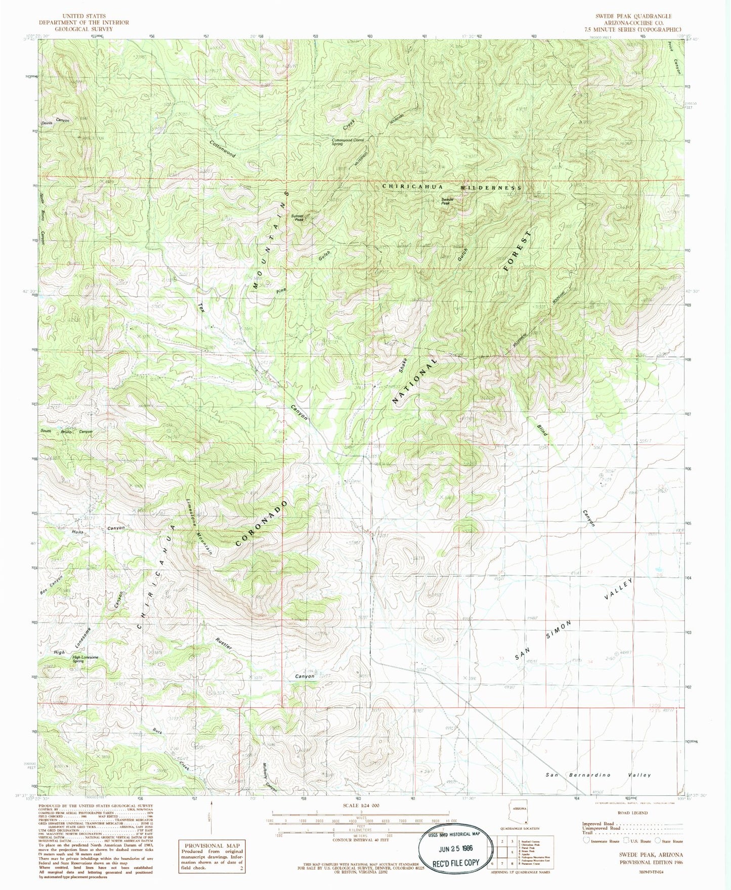 Classic USGS Swede Peak Arizona 7.5'x7.5' Topo Map Image