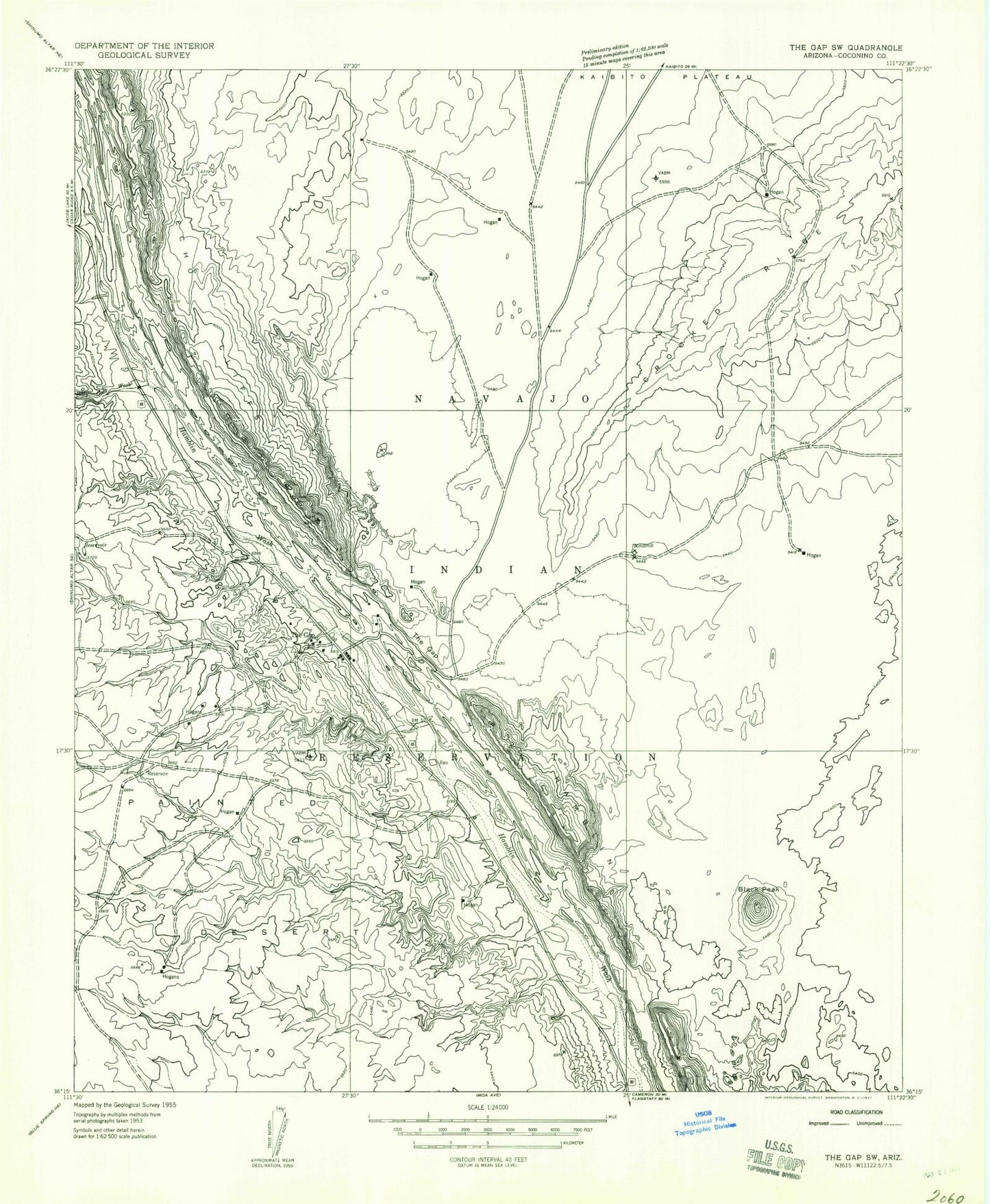 Classic USGS The Gap Arizona 7.5'x7.5' Topo Map Image