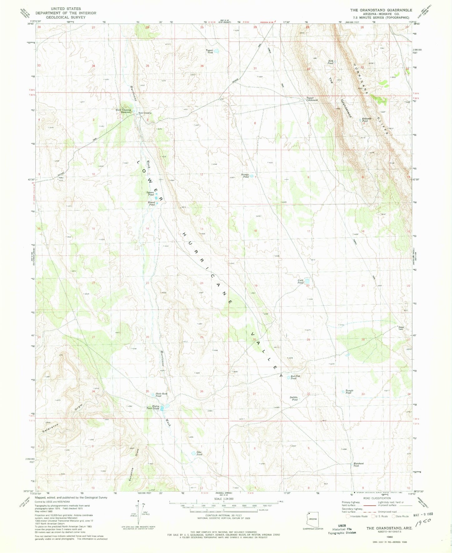 Classic USGS The Grandstand Arizona 7.5'x7.5' Topo Map Image