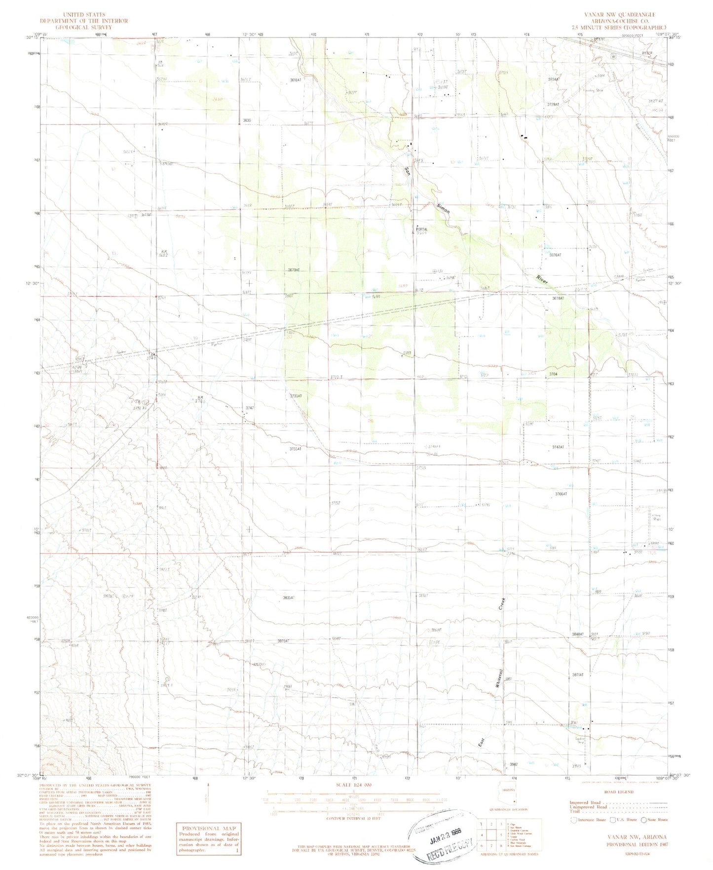 Classic USGS Vanar NW Arizona 7.5'x7.5' Topo Map Image