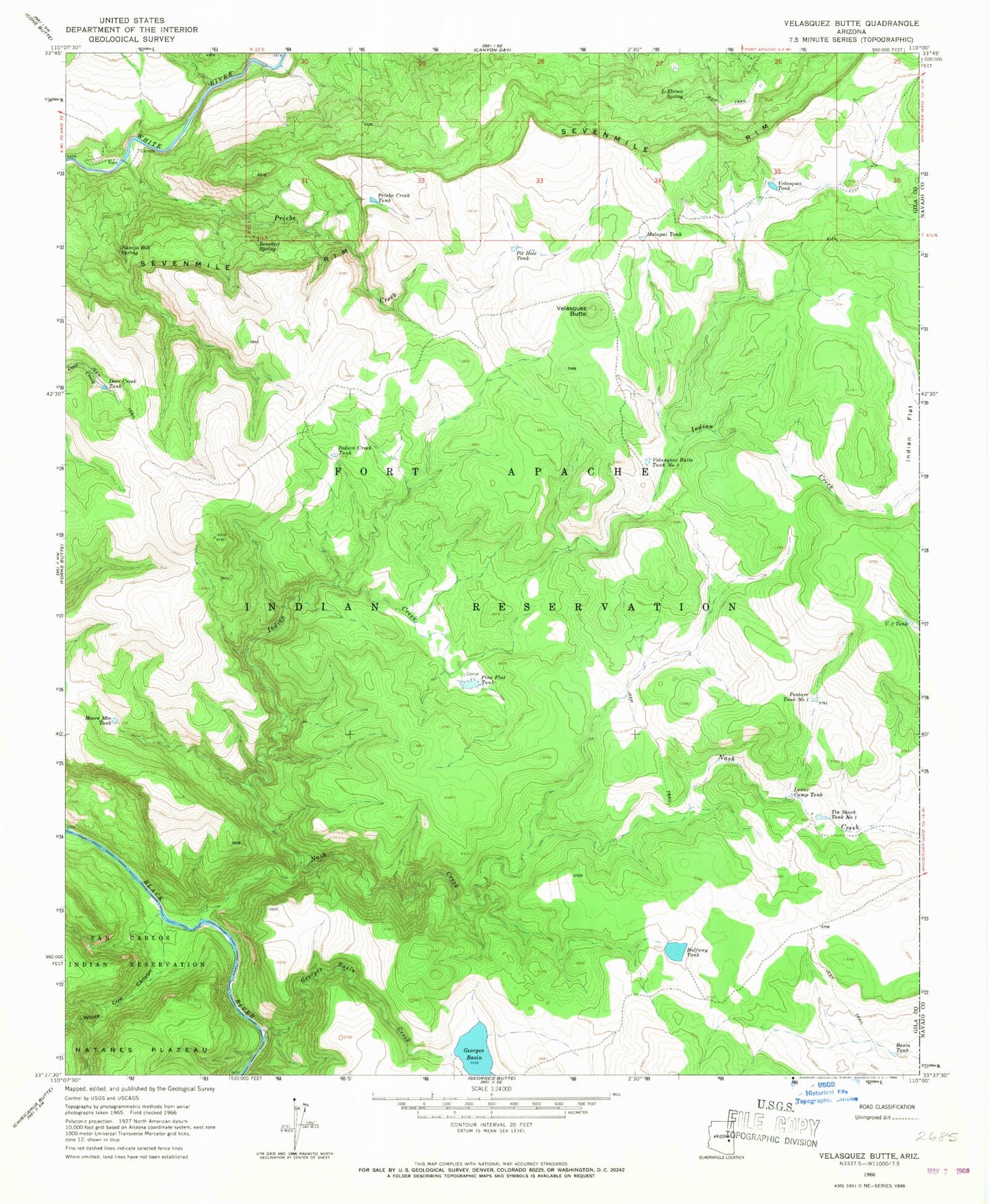 Classic USGS Velasquez Butte Arizona 7.5'x7.5' Topo Map Image