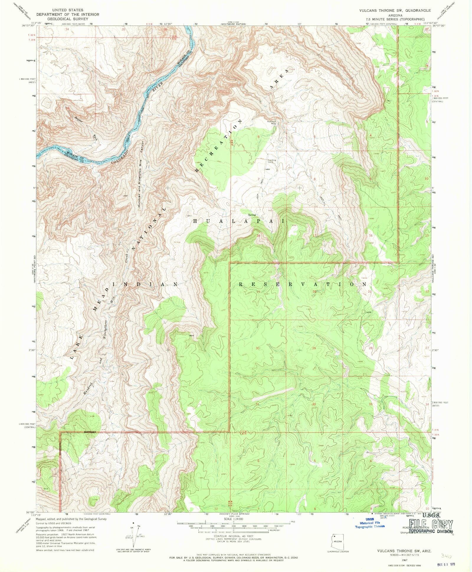 Classic USGS Vulcans Throne SW Arizona 7.5'x7.5' Topo Map – MyTopo