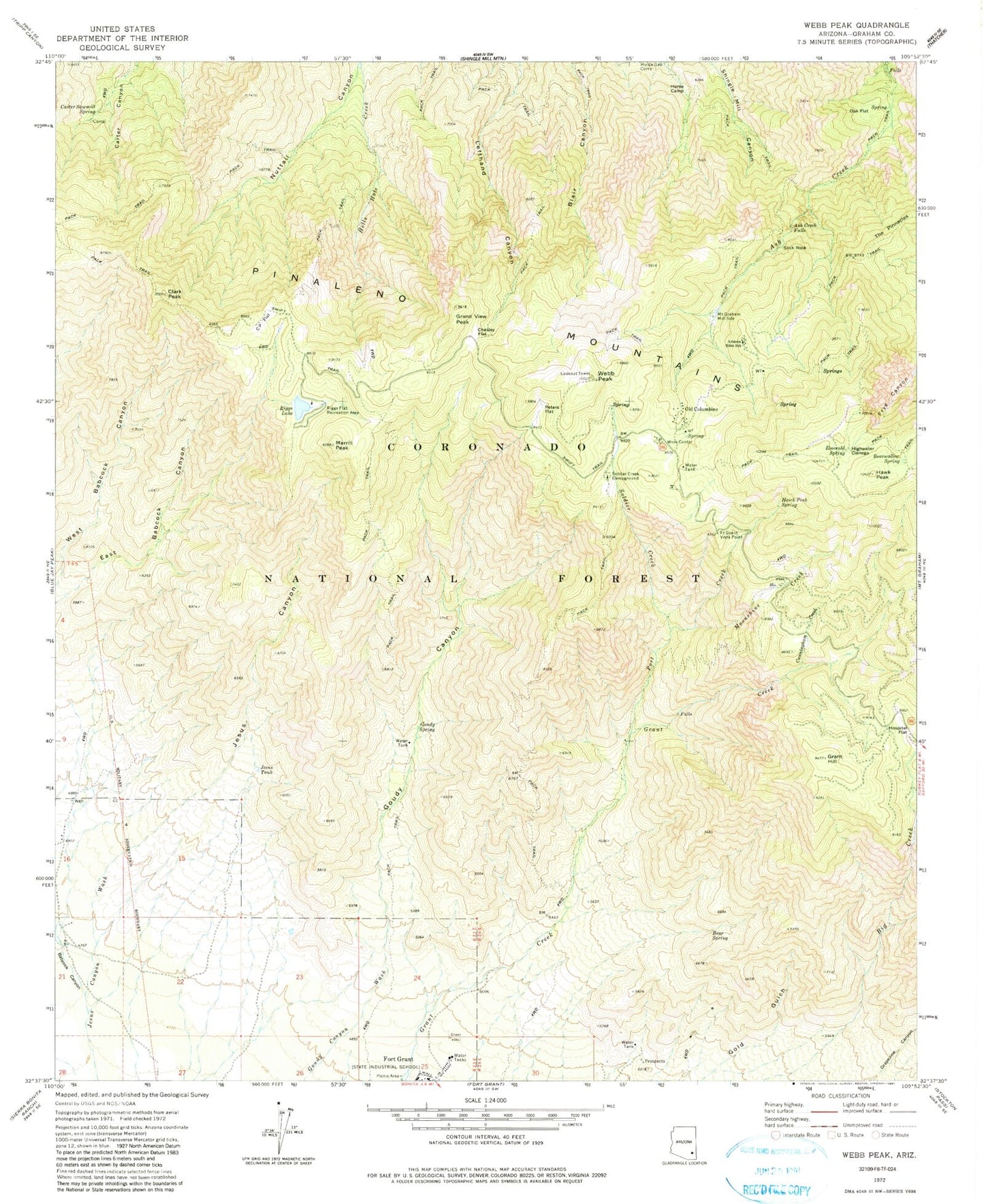 Classic USGS Webb Peak Arizona 7.5'x7.5' Topo Map Image