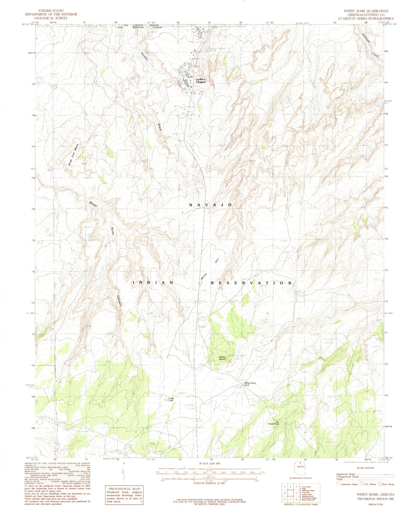 Classic USGS White Dome Arizona 7.5'x7.5' Topo Map Image