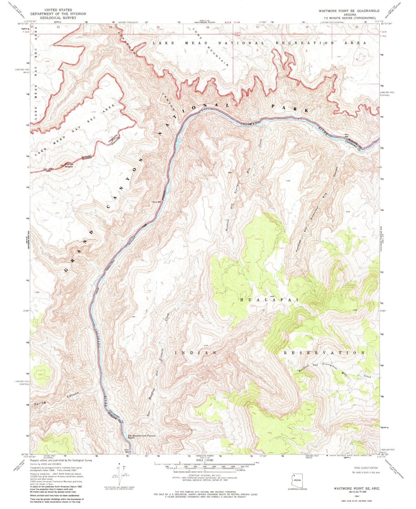 Classic USGS Whitmore Point SE Arizona 7.5'x7.5' Topo Map Image