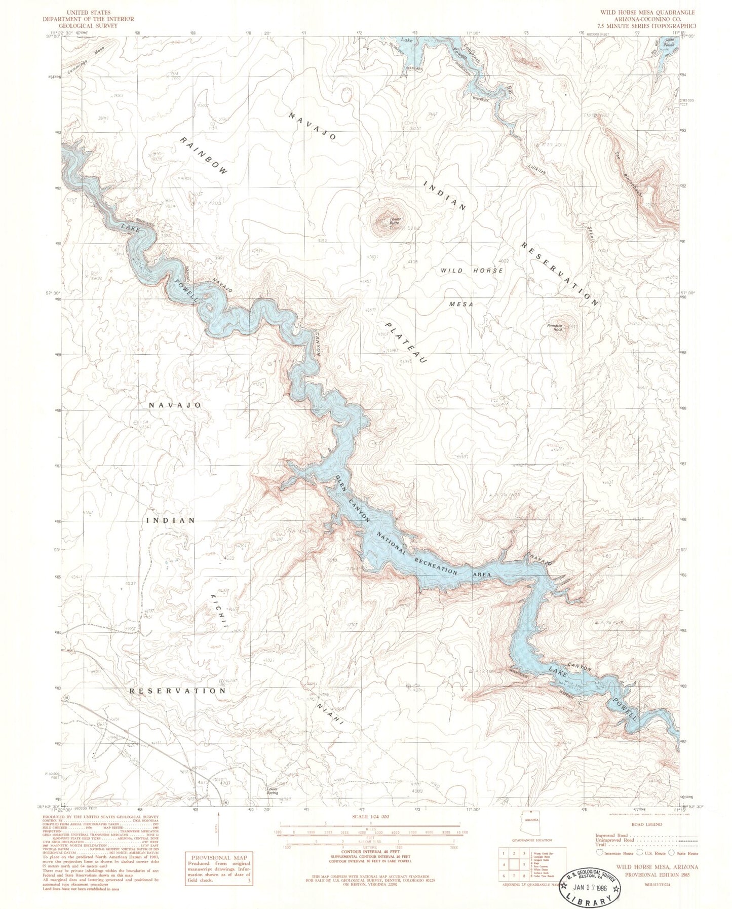 Classic USGS Wild Horse Mesa Arizona 7.5'x7.5' Topo Map Image
