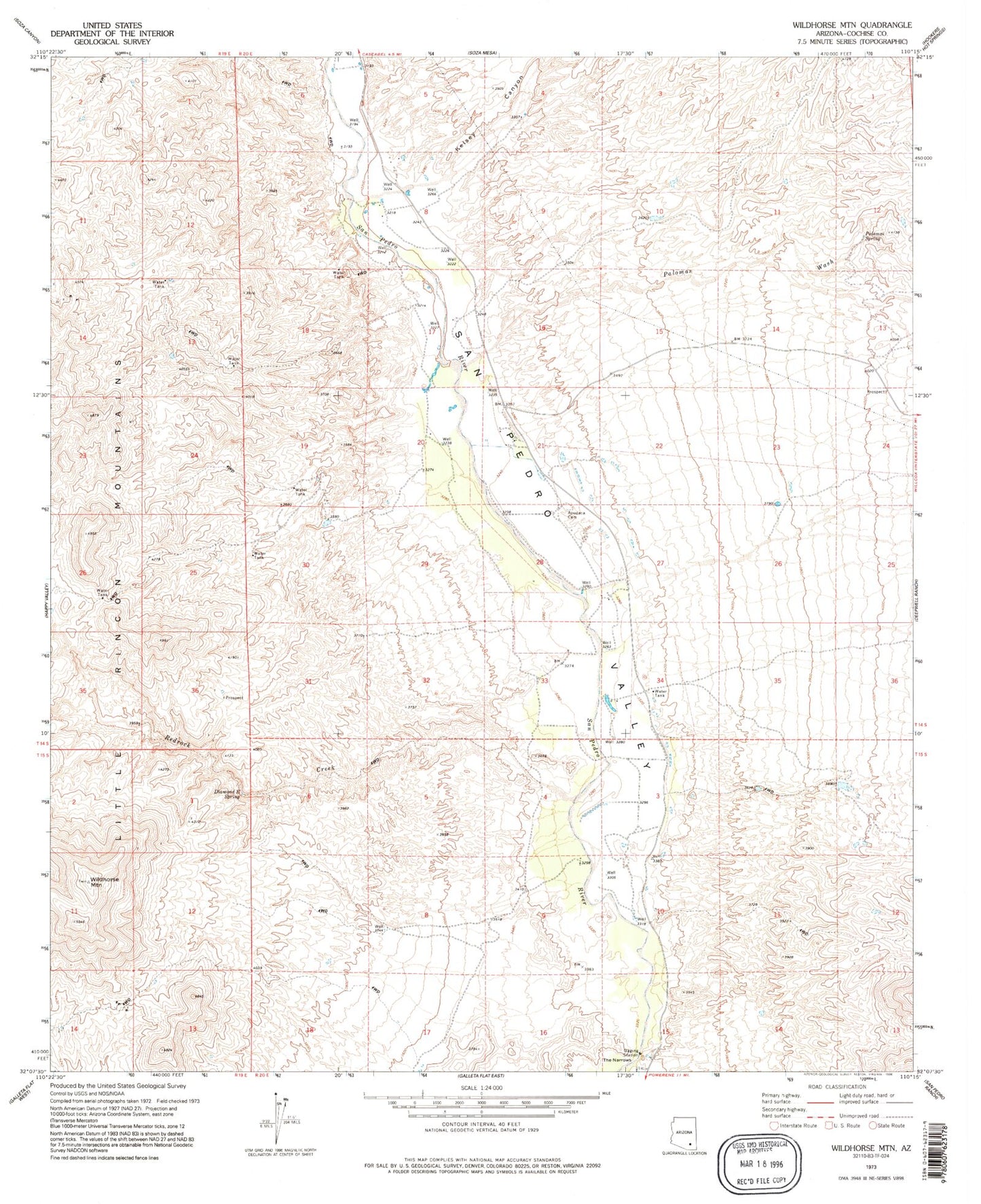Classic USGS Wildhorse Mountain Arizona 7.5'x7.5' Topo Map Image