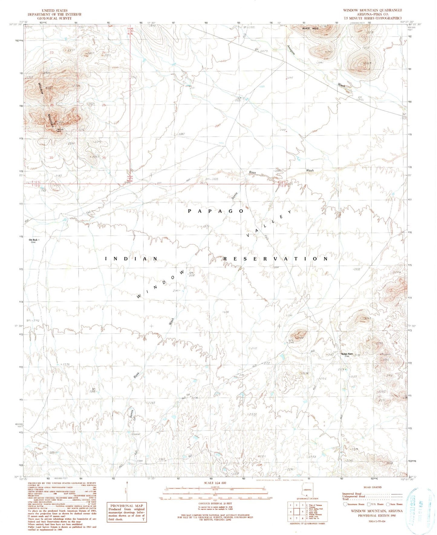 Classic USGS Window Mountain Arizona 7.5'x7.5' Topo Map Image