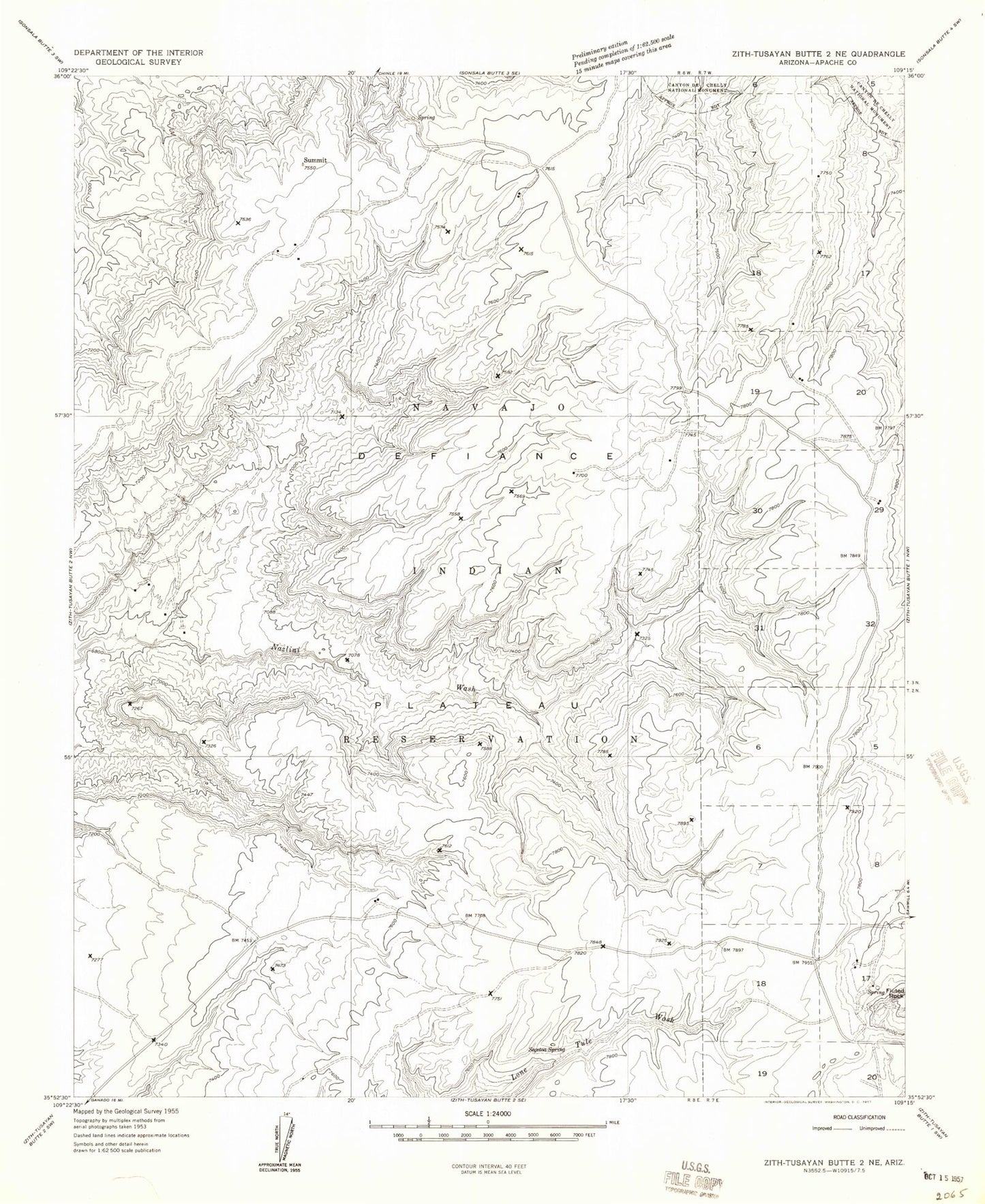 Classic USGS White Rock Wash Arizona 7.5'x7.5' Topo Map Image