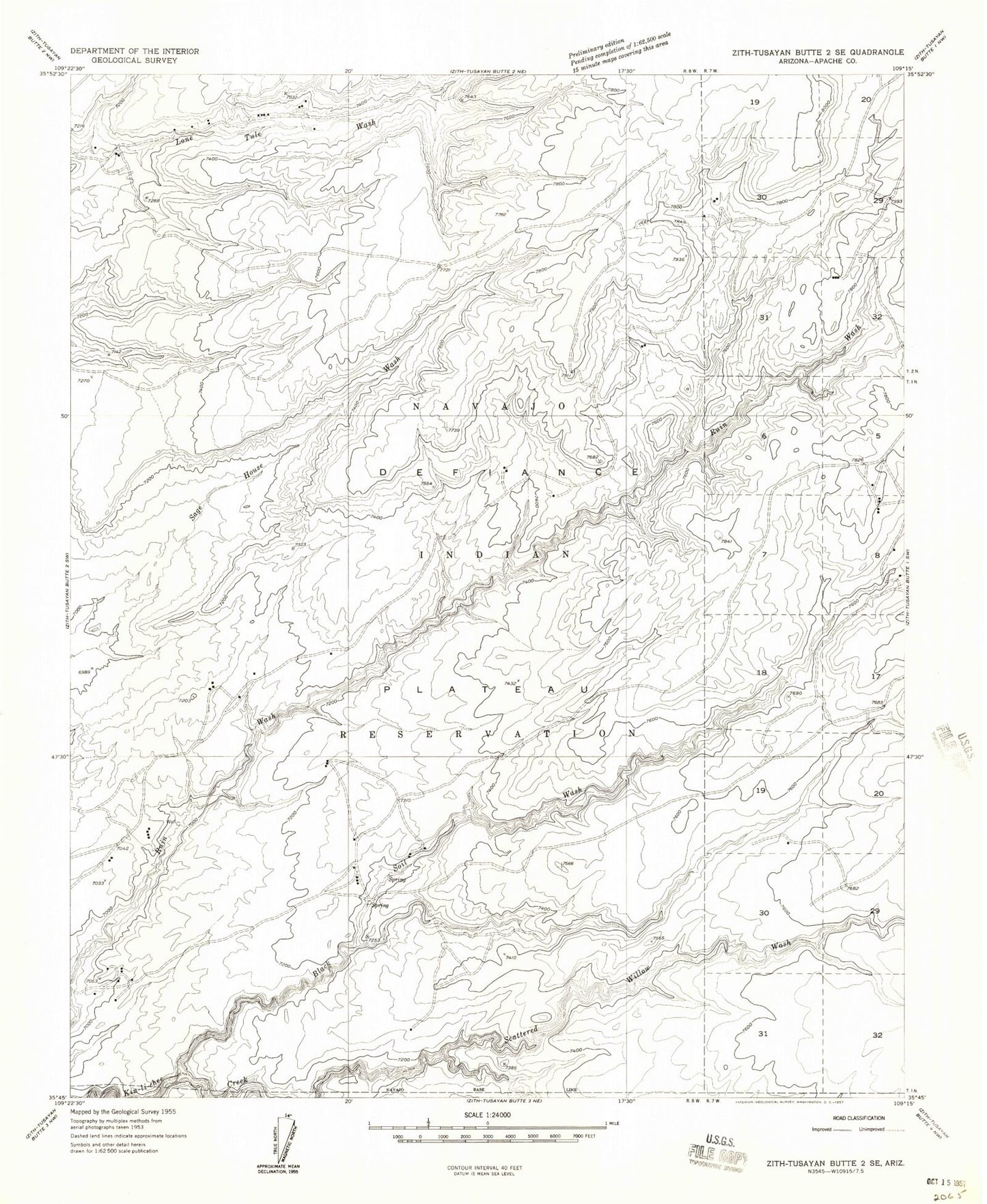 Classic USGS Oak Creek Mountain Arizona 7.5'x7.5' Topo Map Image