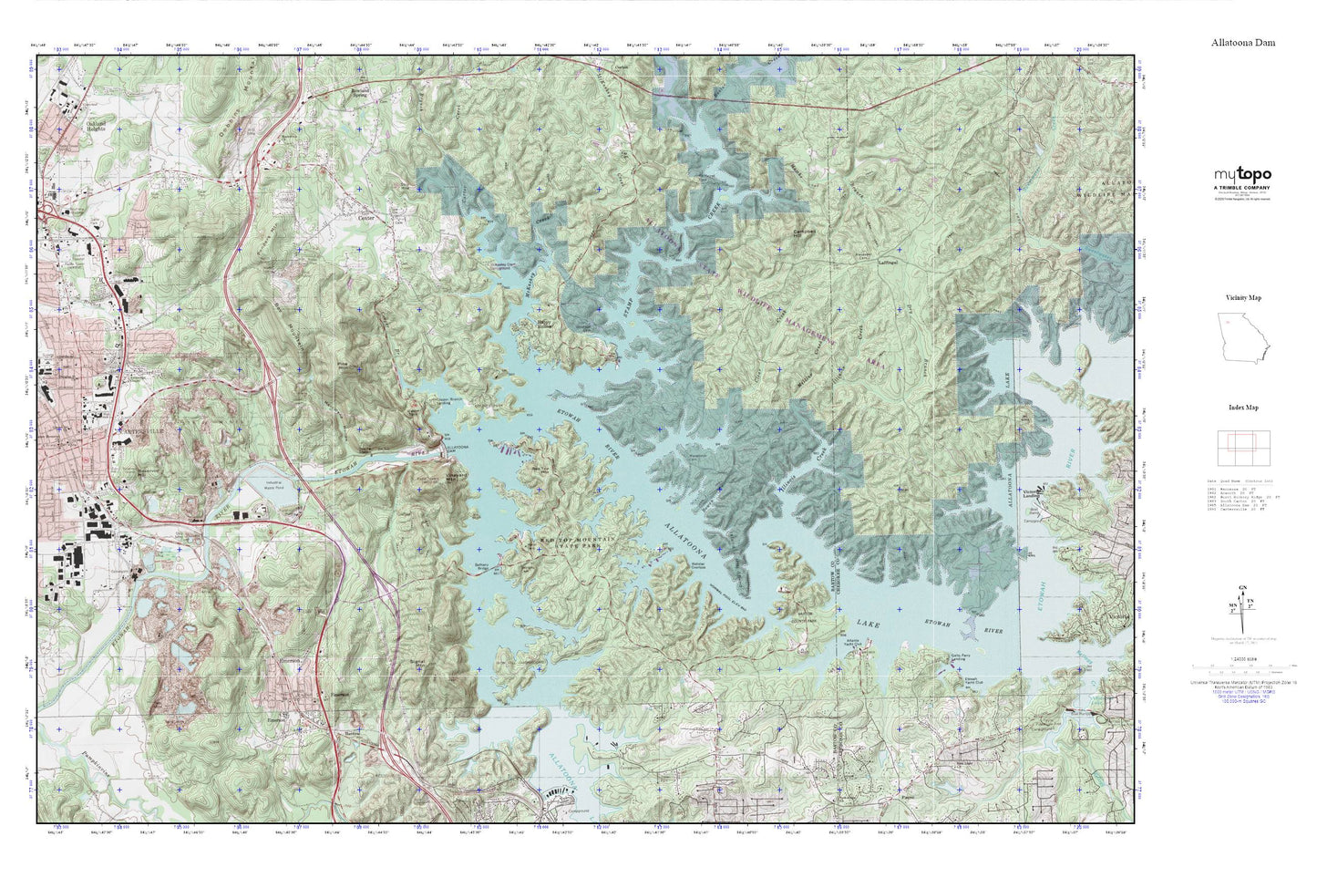 Allatoona Dam MyTopo Explorer Series Map Image