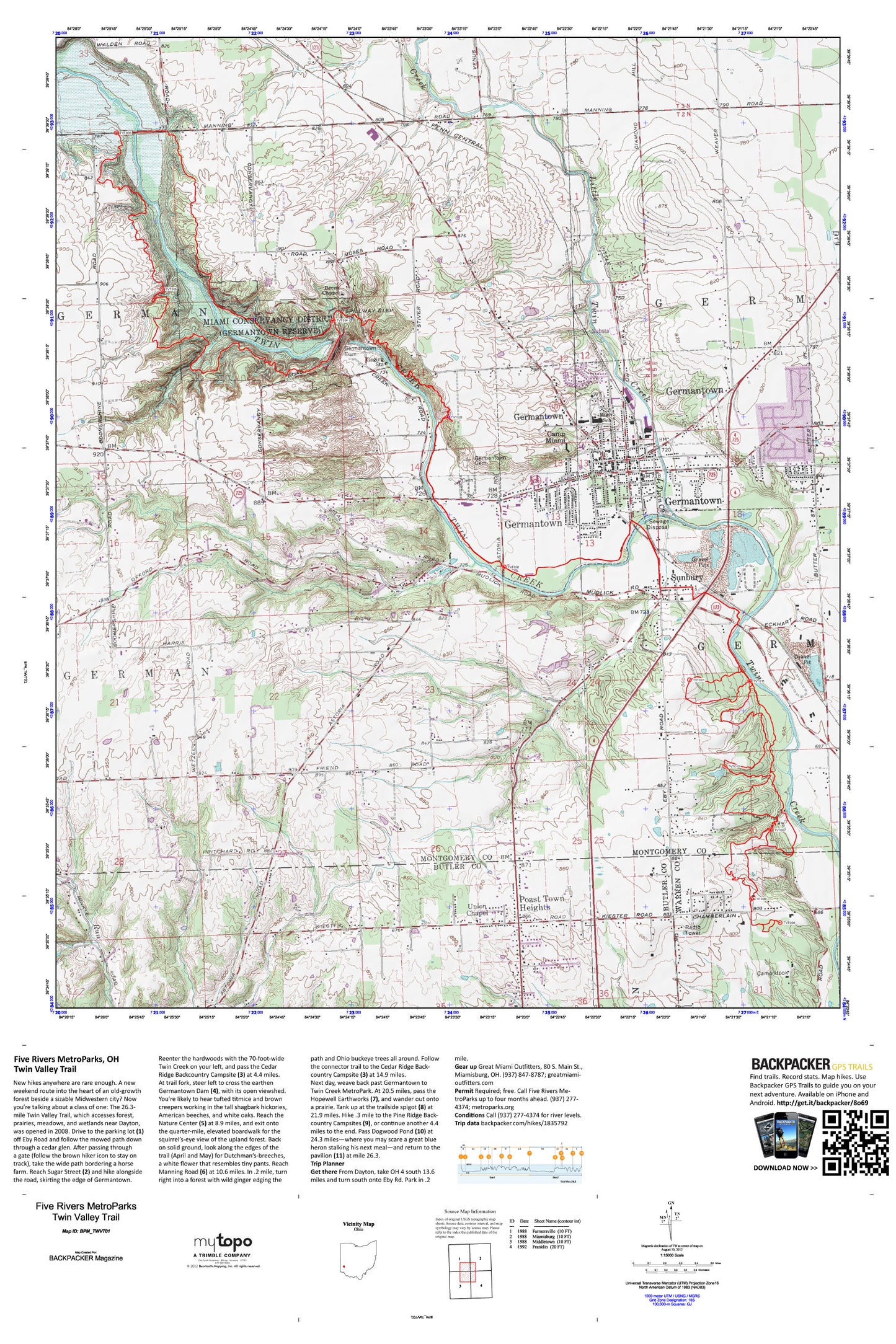 Twin Valley Trail Map (Five Rivers MetroParks, Ohio) Image