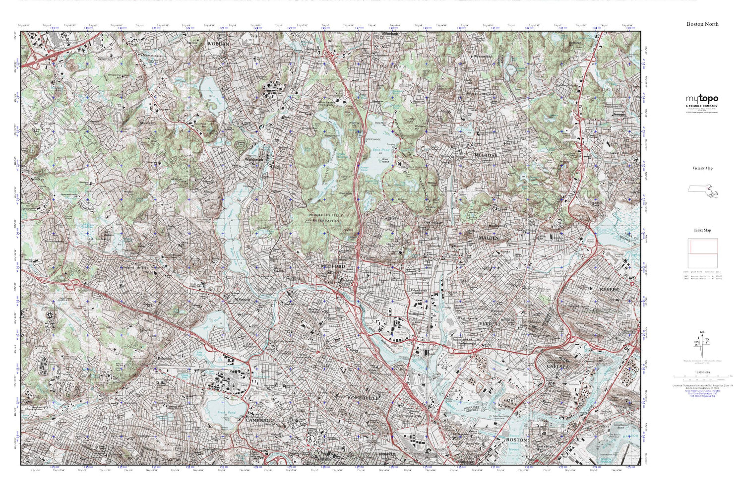 Boston North MyTopo Explorer Series Map Image