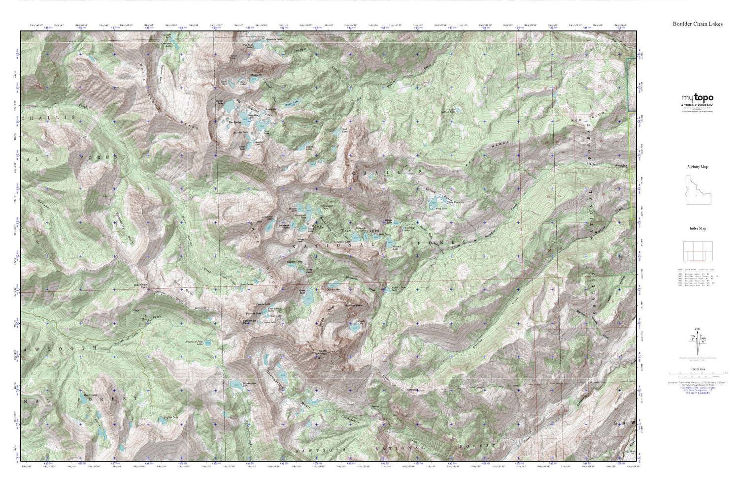 Boulder Chain Lakes MyTopo Explorer Series Map Image