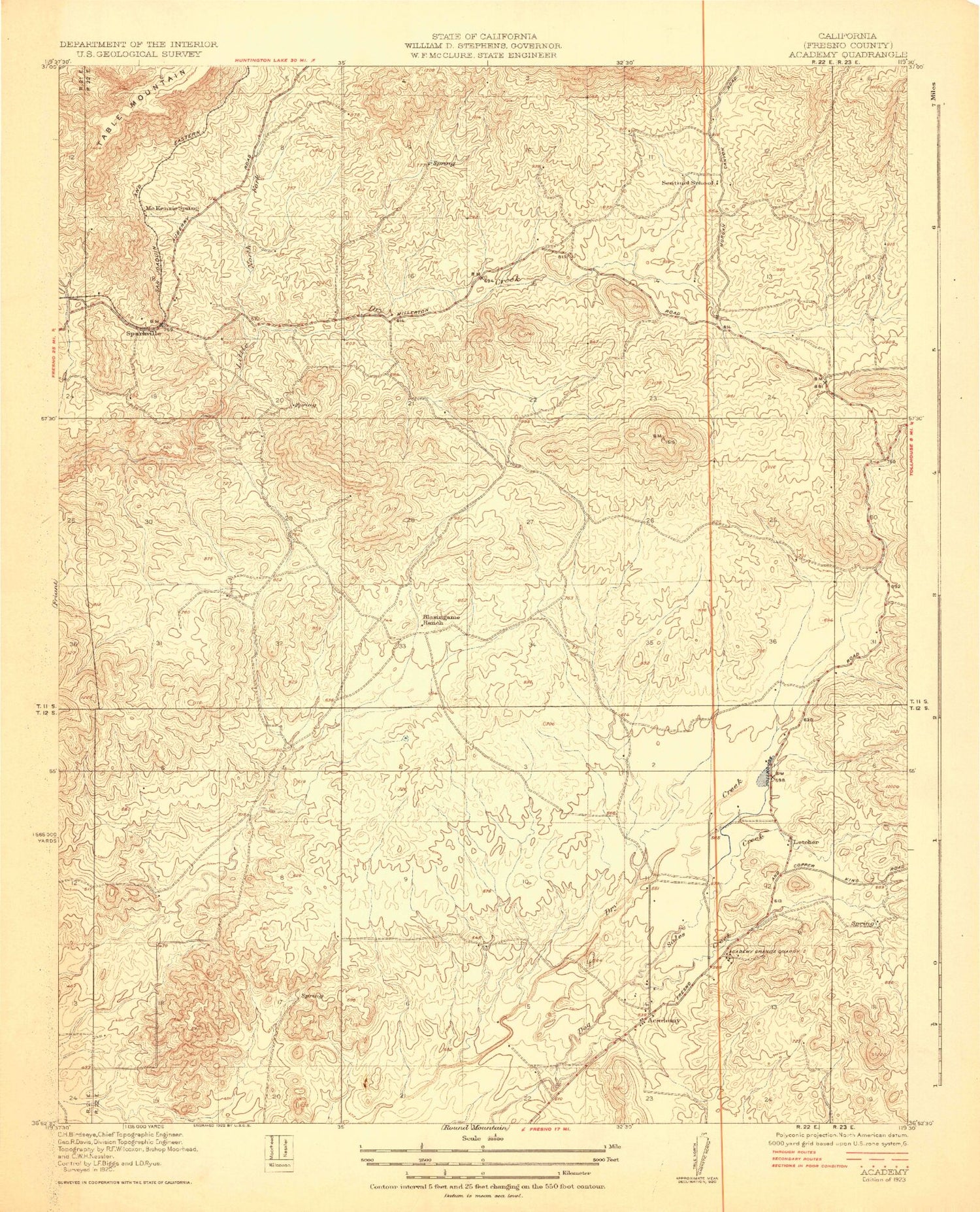 Classic USGS Academy California 7.5'x7.5' Topo Map Image