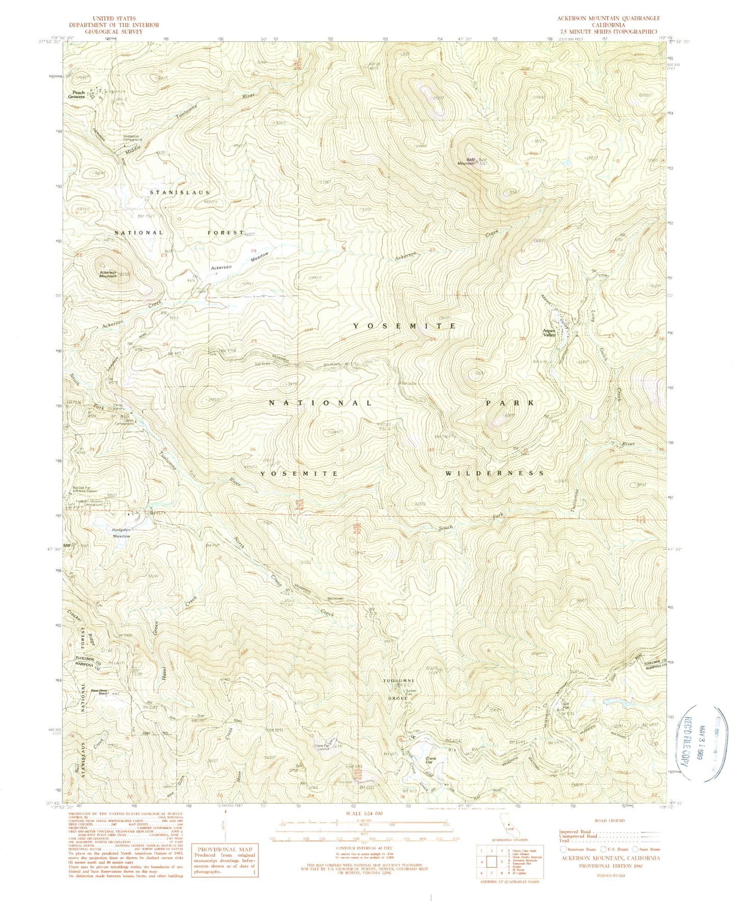 Classic USGS Ackerson Mountain California 7.5'x7.5' Topo Map Image