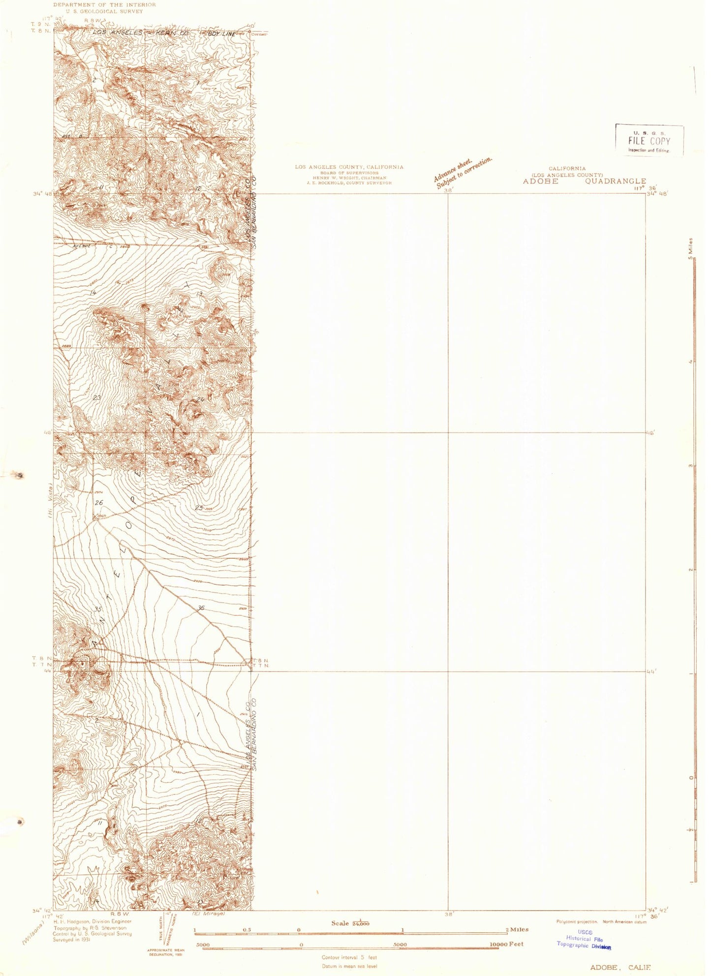 Classic USGS Adobe California 7.5'x7.5' Topo Map Image