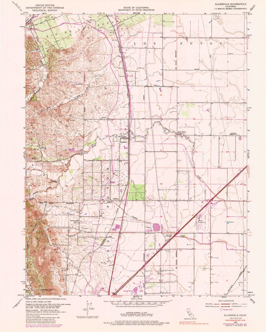 Classic USGS Allendale California 7.5'x7.5' Topo Map Image