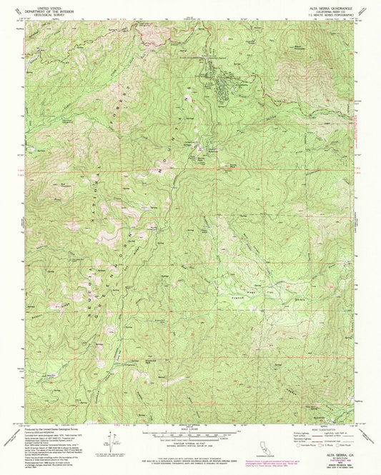 Classic USGS Alta Sierra California 7.5'x7.5' Topo Map Image