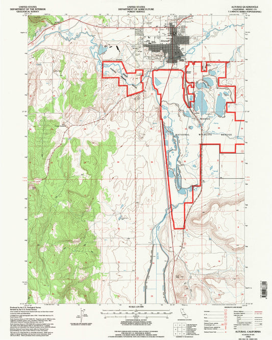 Classic USGS Alturas California 7.5'x7.5' Topo Map Image