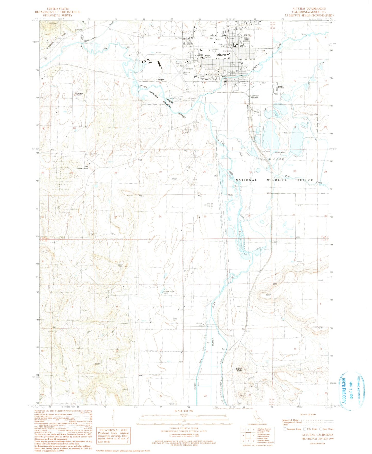 Classic USGS Alturas California 7.5'x7.5' Topo Map Image
