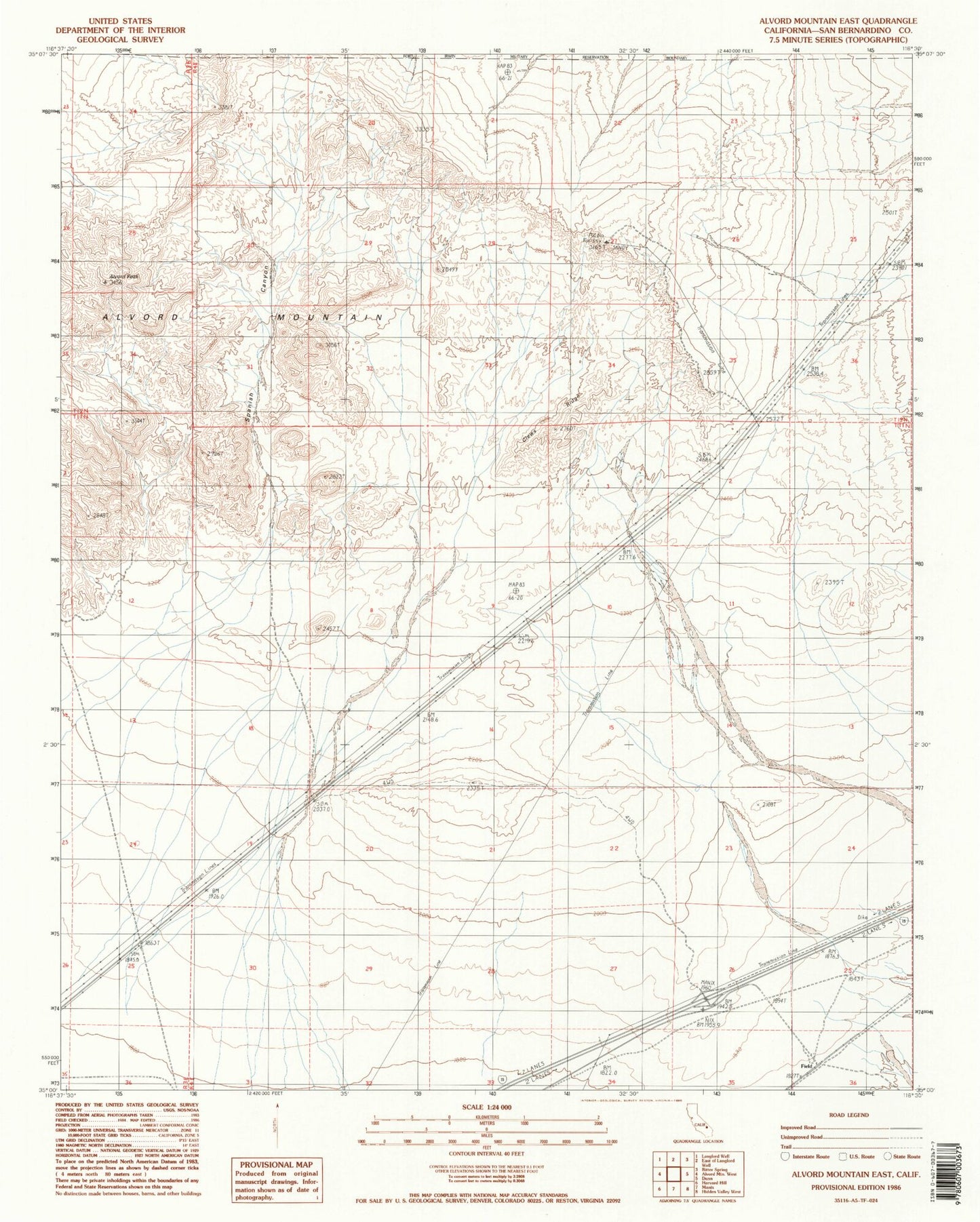 Classic USGS Alvord Mountain East California 7.5'x7.5' Topo Map Image
