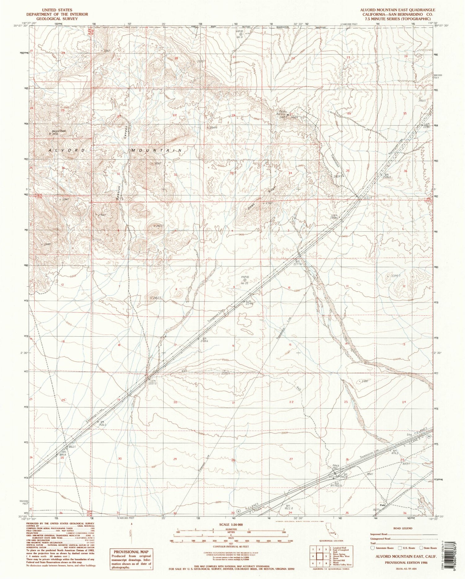 Classic USGS Alvord Mountain East California 7.5'x7.5' Topo Map Image