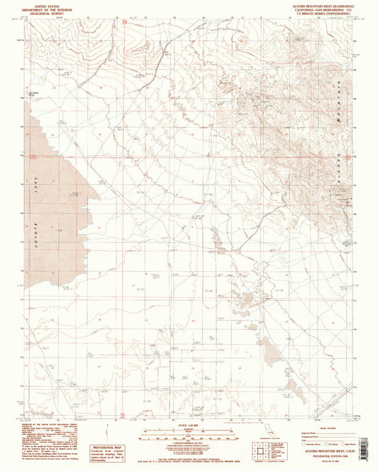 Classic USGS Alvord Mountain West California 7.5'x7.5' Topo Map Image