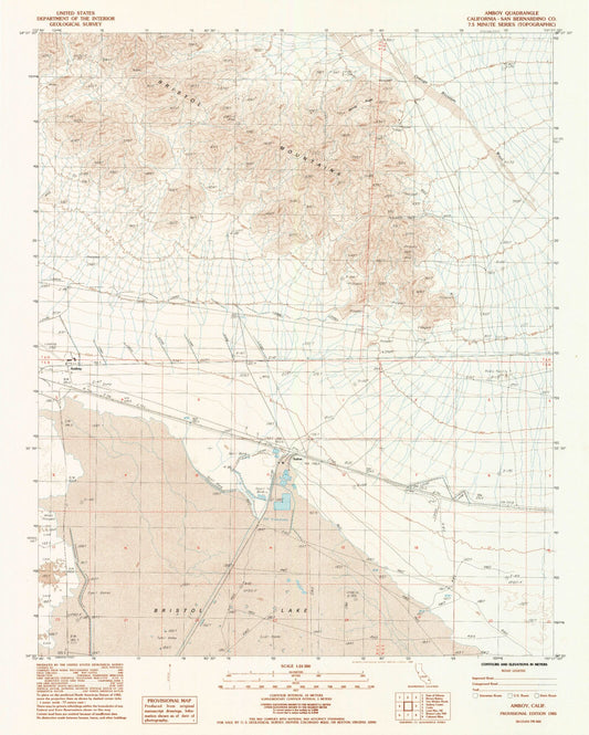 Classic USGS Amboy California 7.5'x7.5' Topo Map Image