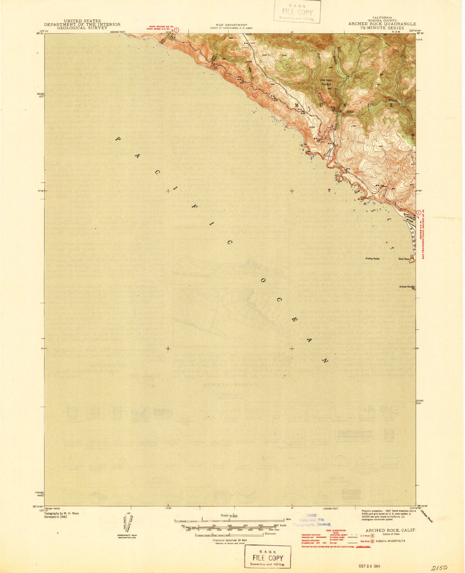Classic USGS Arched Rock California 7.5'x7.5' Topo Map Image